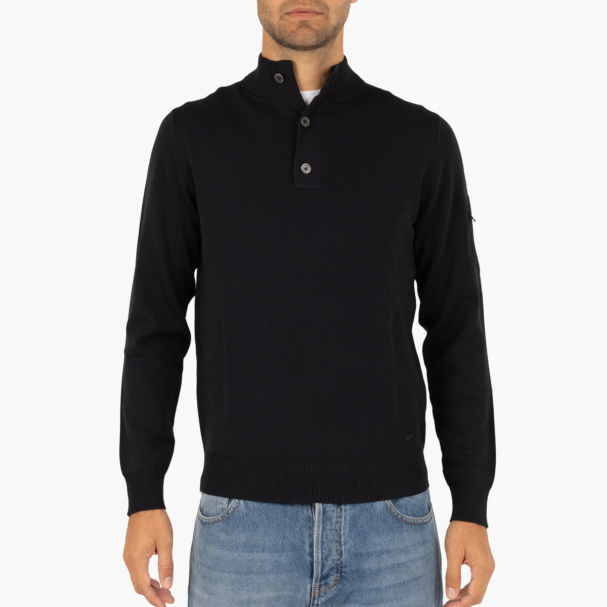 SEVEN DIALS Technische Trui met Knopenlijst Blauw | Tila