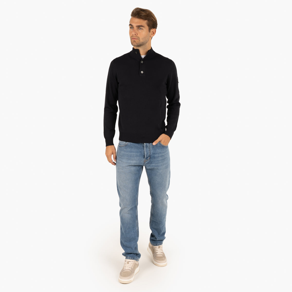 SEVEN DIALS Technische Trui met Knopenlijst Blauw | Tila