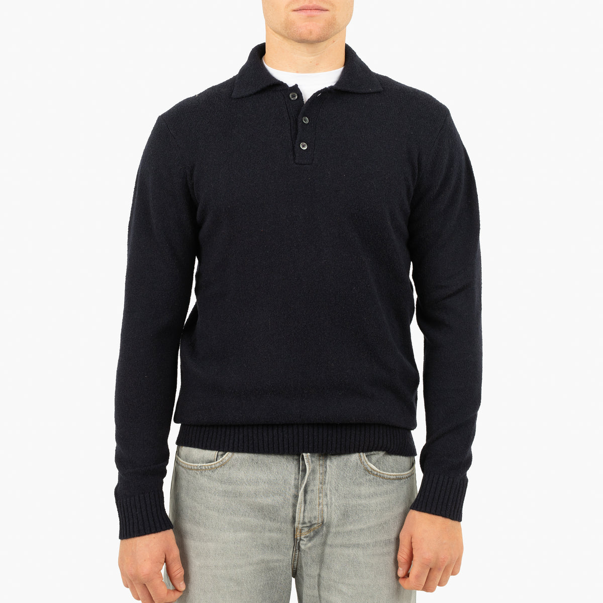 SEVEN DIALS Gebreide Polo met Lange Mouw Blauw | Ismir