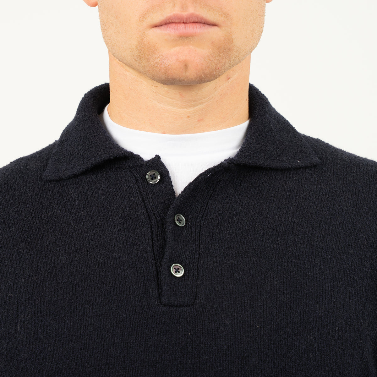 SEVEN DIALS Gebreide Polo met Lange Mouw Blauw | Ismir