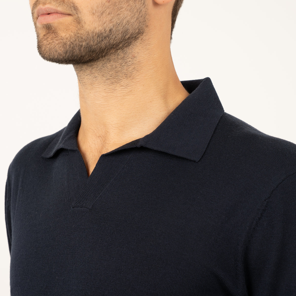 SEVEN DIALS Gebreide Buttonless Polotrui Blauw | Wyot