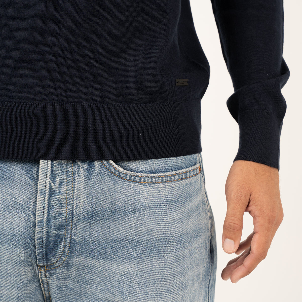 SEVEN DIALS Gebreide Buttonless Polotrui Blauw | Wyot
