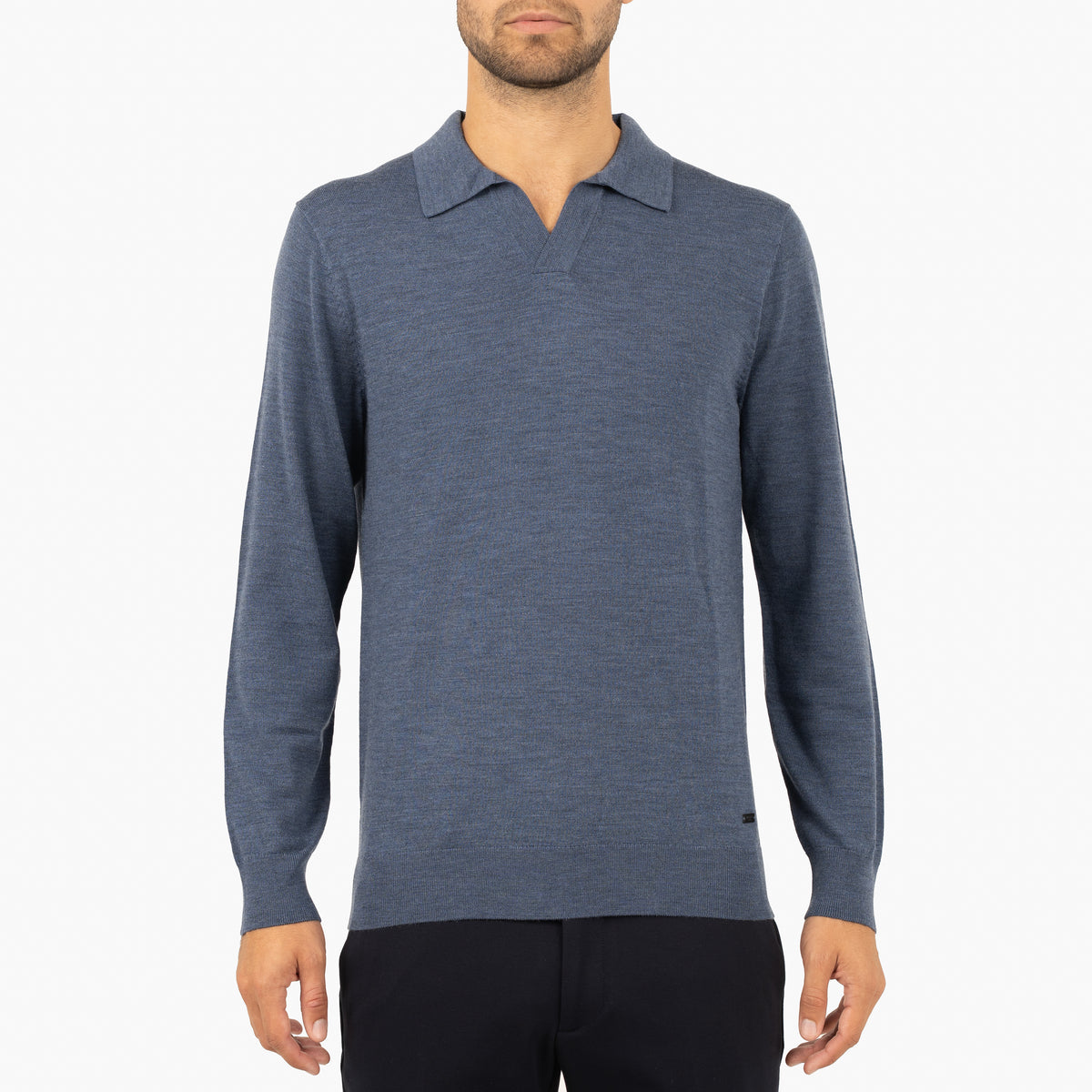 SEVEN DIALS Gebreide Buttonless Polotrui Middenblauw | Wyot