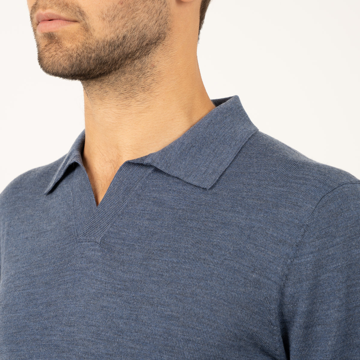 SEVEN DIALS Gebreide Buttonless Polotrui Middenblauw | Wyot
