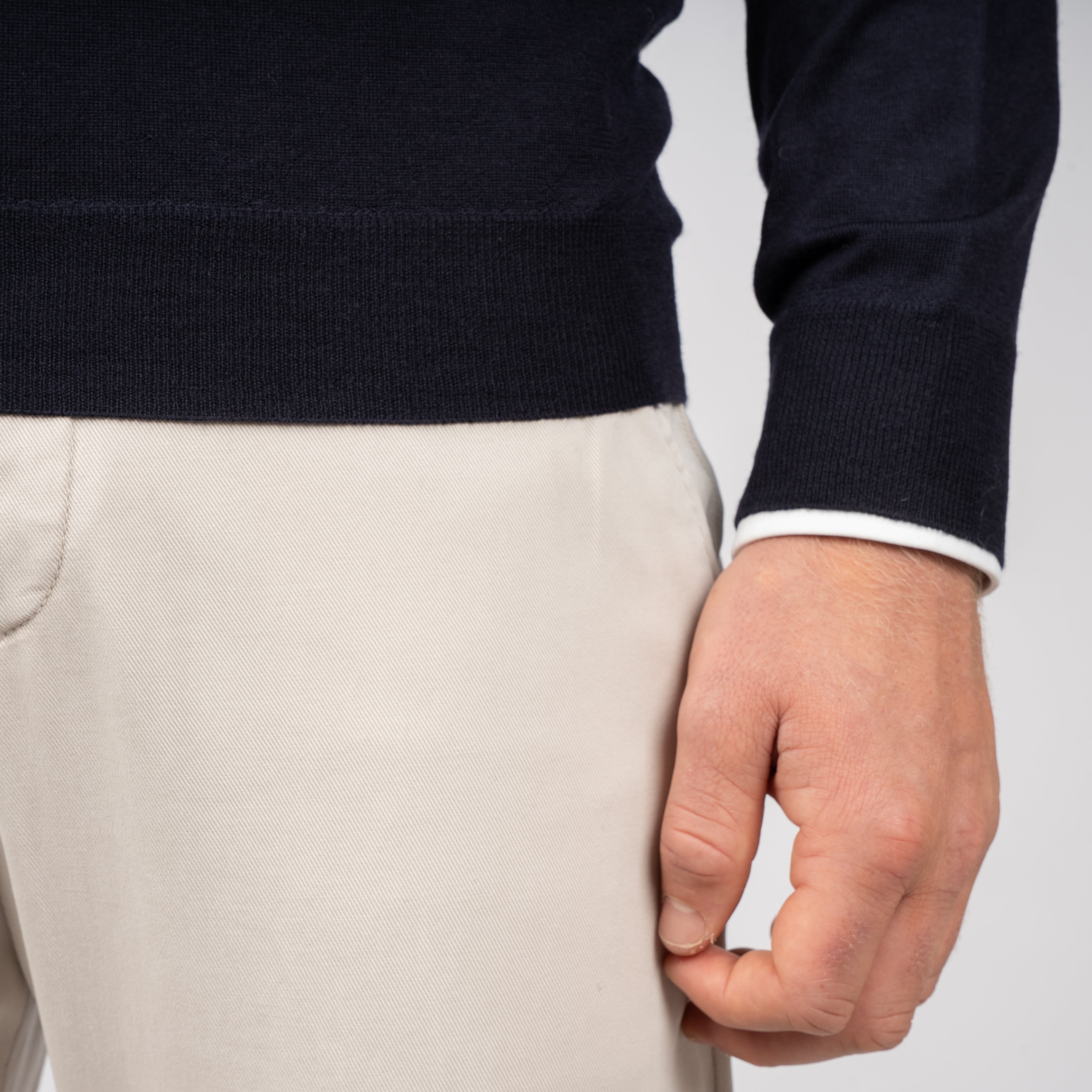 Fedeli Gebreide Trui met Rits Blauw | Favonio Superfine Wool 140