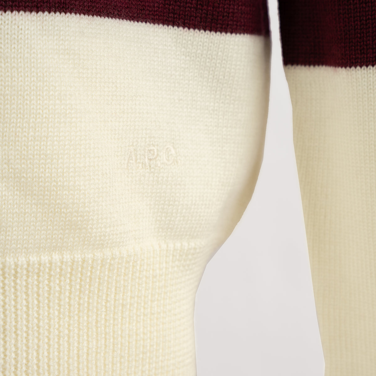 A.P.C. Gebreide Polo Lange Mouw Bordeaux/Crème | Rugby Polo