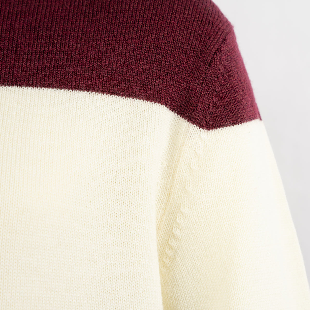 A.P.C. Gebreide Polo Lange Mouw Bordeaux/Crème | Rugby Polo