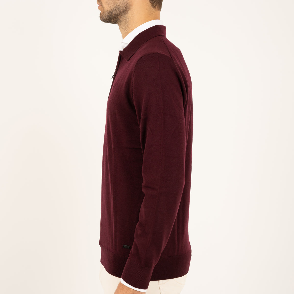 SEVEN DIALS Gebreide Trui met Rits en Polokraag Bordeaux Rood | Athene