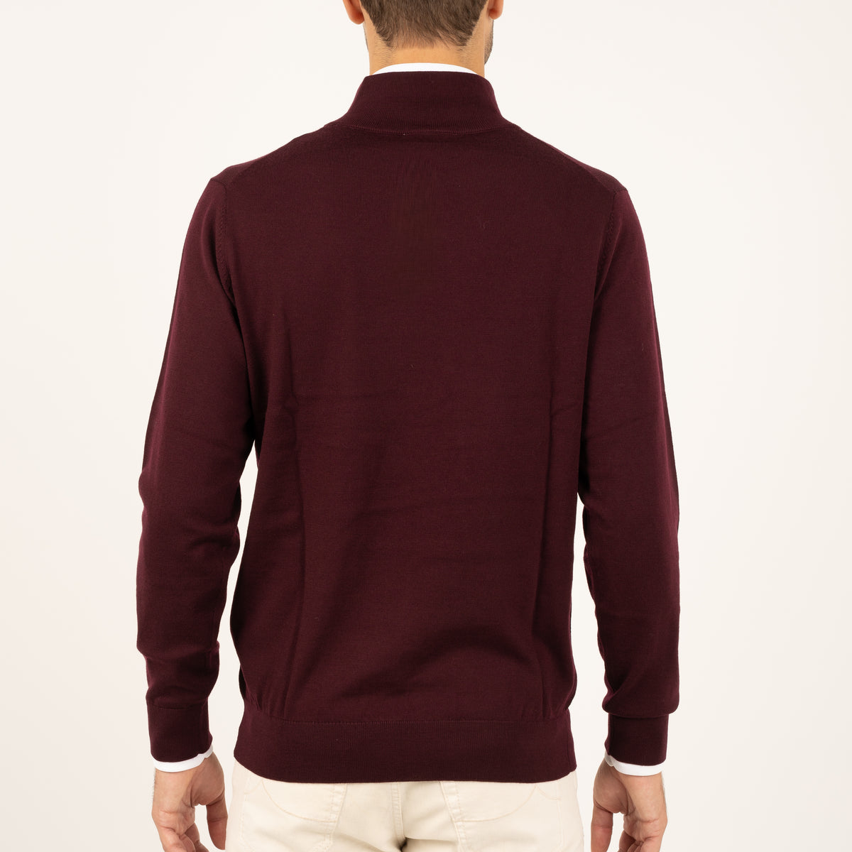 SEVEN DIALS Gebreide Trui met Opstaande Kraag en Knopen Bordeaux Rood | Payton