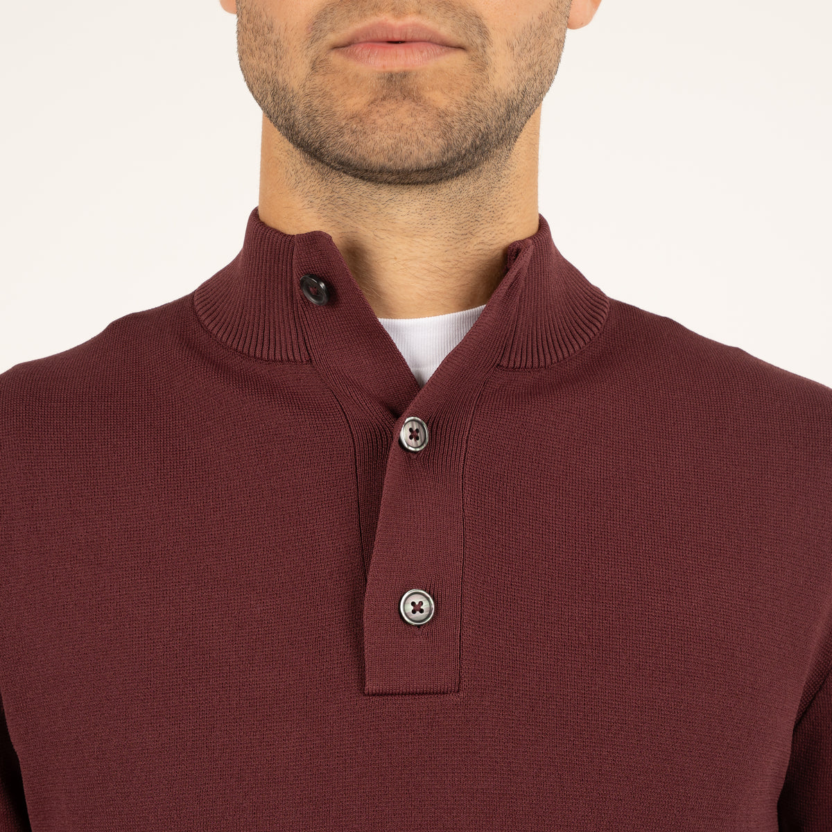 SEVEN DIALS Technische Trui met Knopenlijst Bordeaux Rood | Tila