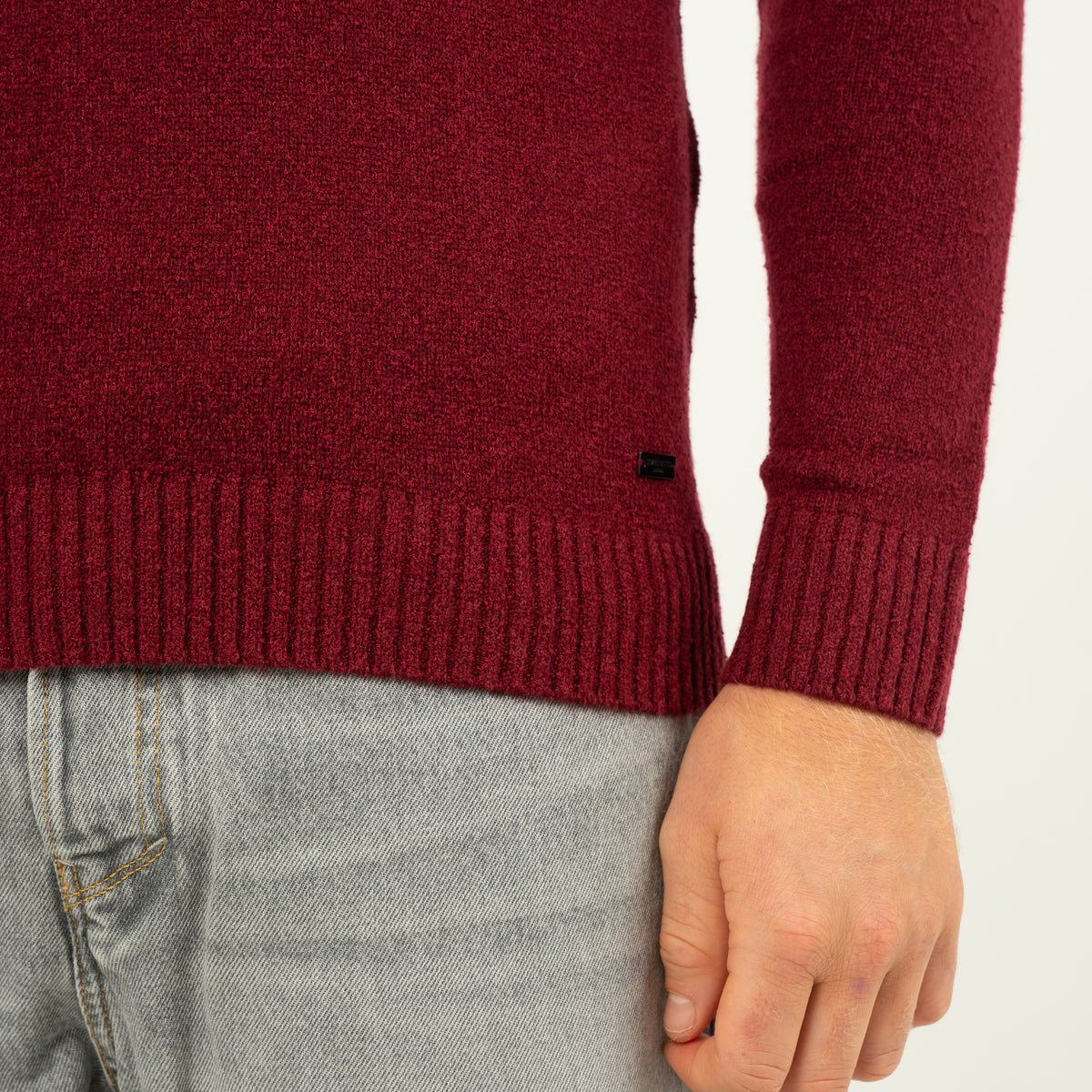 SEVEN DIALS Gebreide Polo met Lange Mouw Bordeaux Rood | Ismir