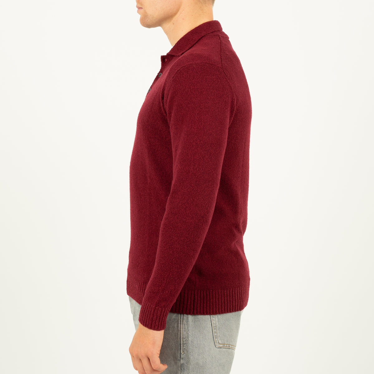 SEVEN DIALS Gebreide Polo met Lange Mouw Bordeaux Rood | Ismir