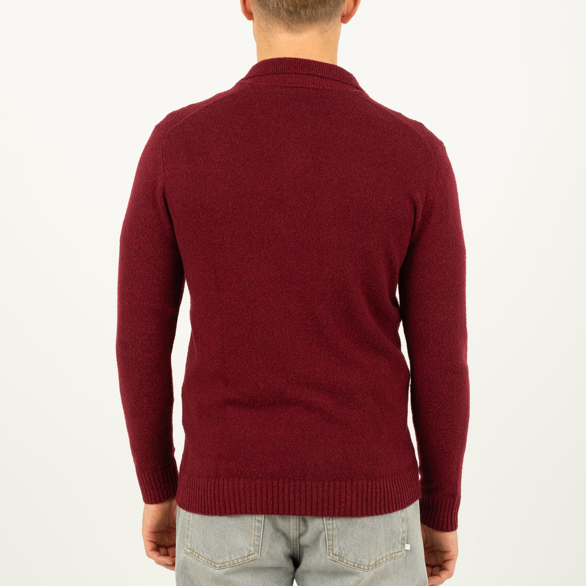 SEVEN DIALS Gebreide Polo met Lange Mouw Bordeaux Rood | Ismir