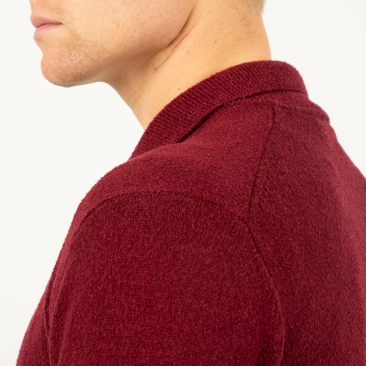 SEVEN DIALS Gebreide Polo met Lange Mouw Bordeaux Rood | Ismir