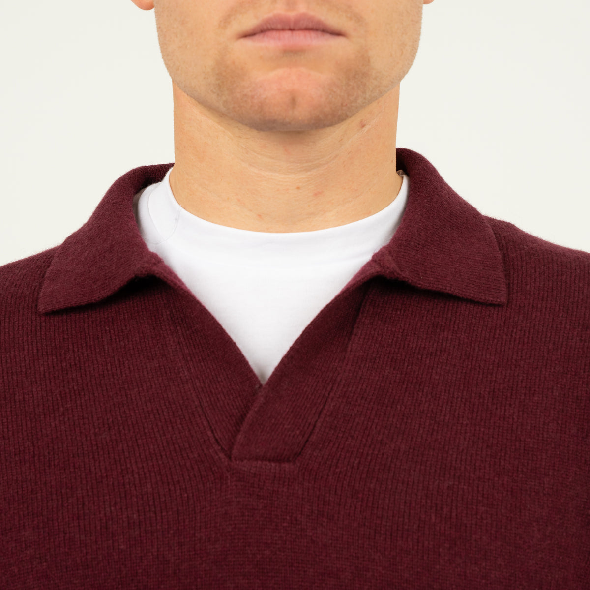 SEVEN DIALS Gebreide Trui Buttonless Polokraag Bordeaux Rood | Dakar