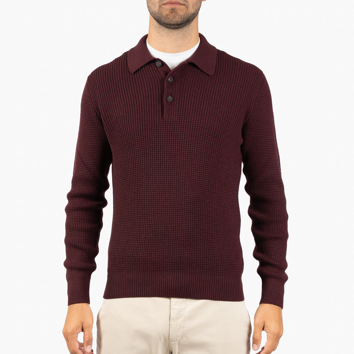 Gran Sasso Gebreide Polotrui Bordeaux Rood | Extrafine Merino