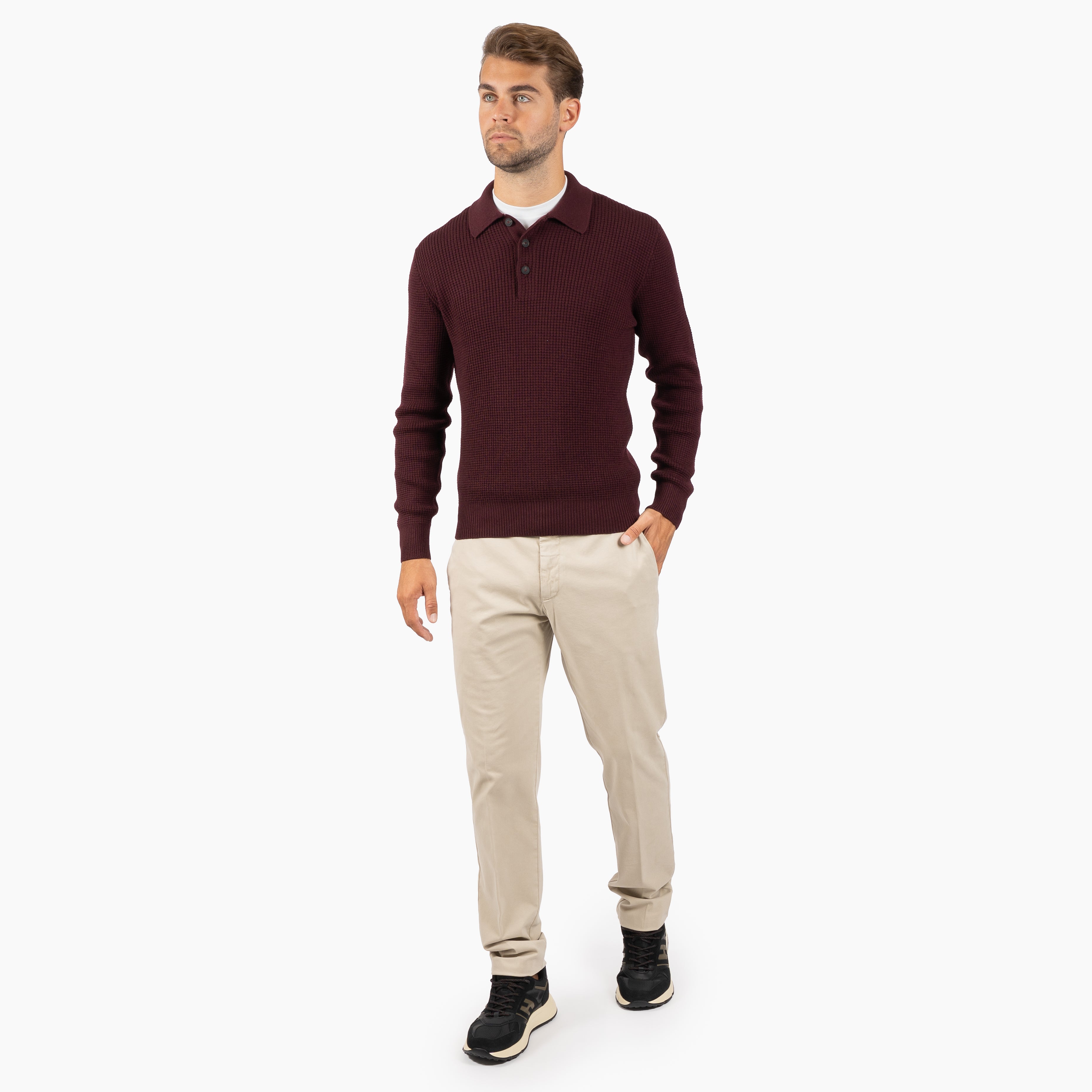 Gran Sasso Gebreide Polotrui Bordeaux Rood | Extrafine Merino