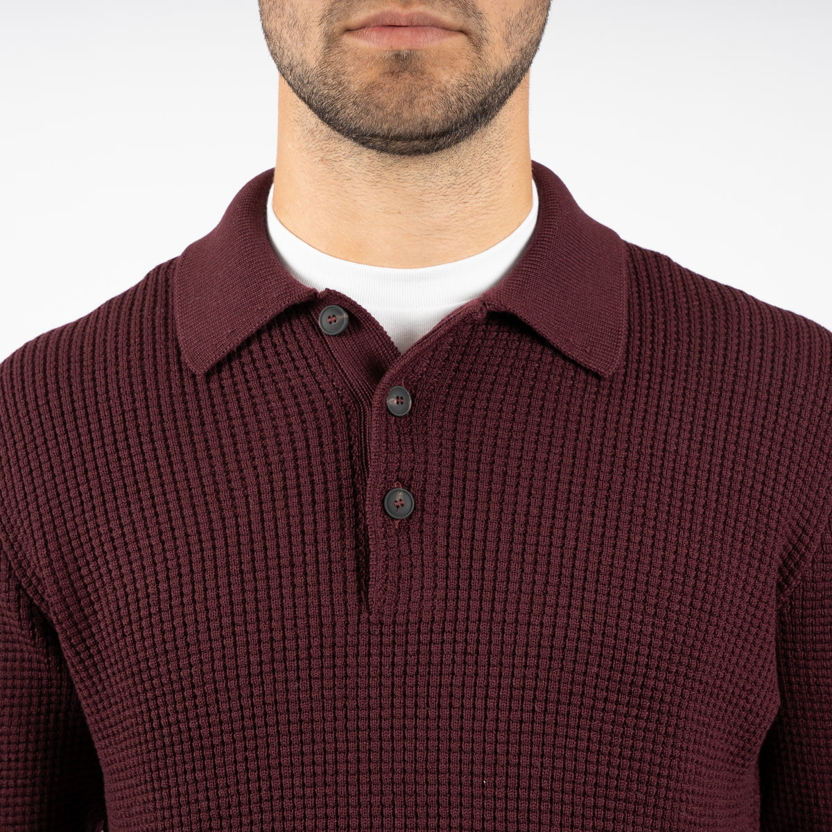 Gran Sasso Gebreide Polotrui Bordeaux Rood | Extrafine Merino