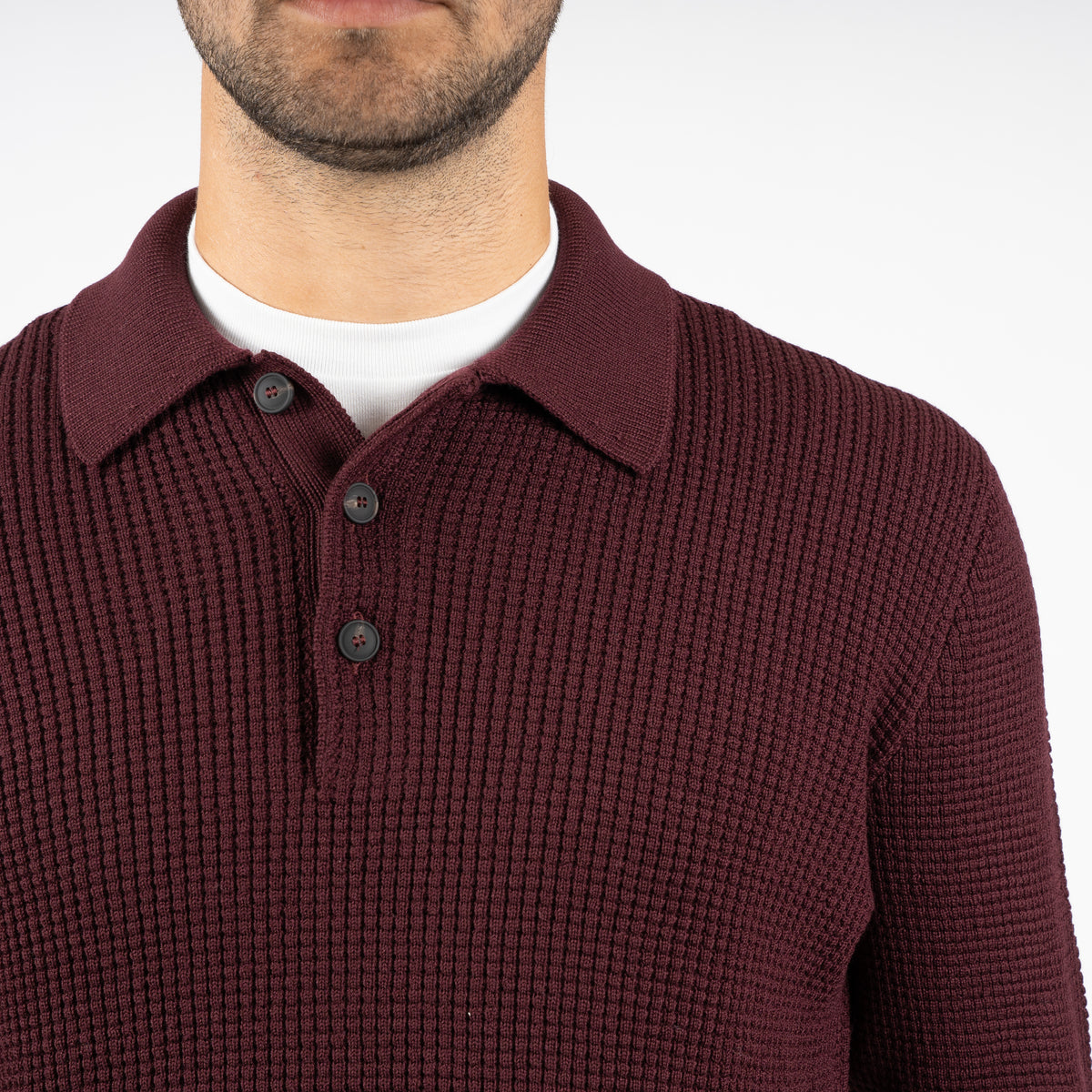 Gran Sasso Gebreide Polotrui Bordeaux Rood | Extrafine Merino