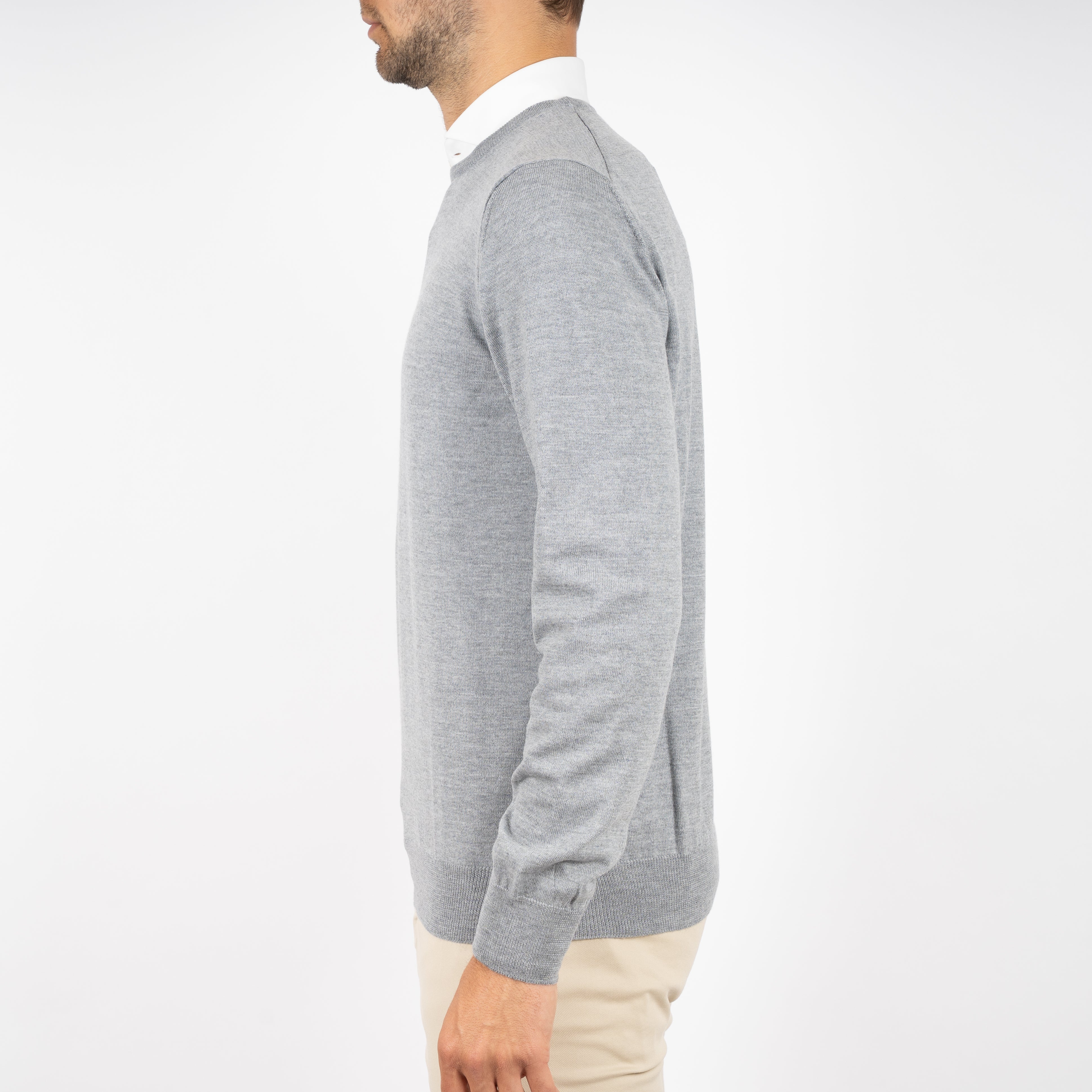 Gran Sasso Gebreide Trui Ronde Hals Grijs | Merino