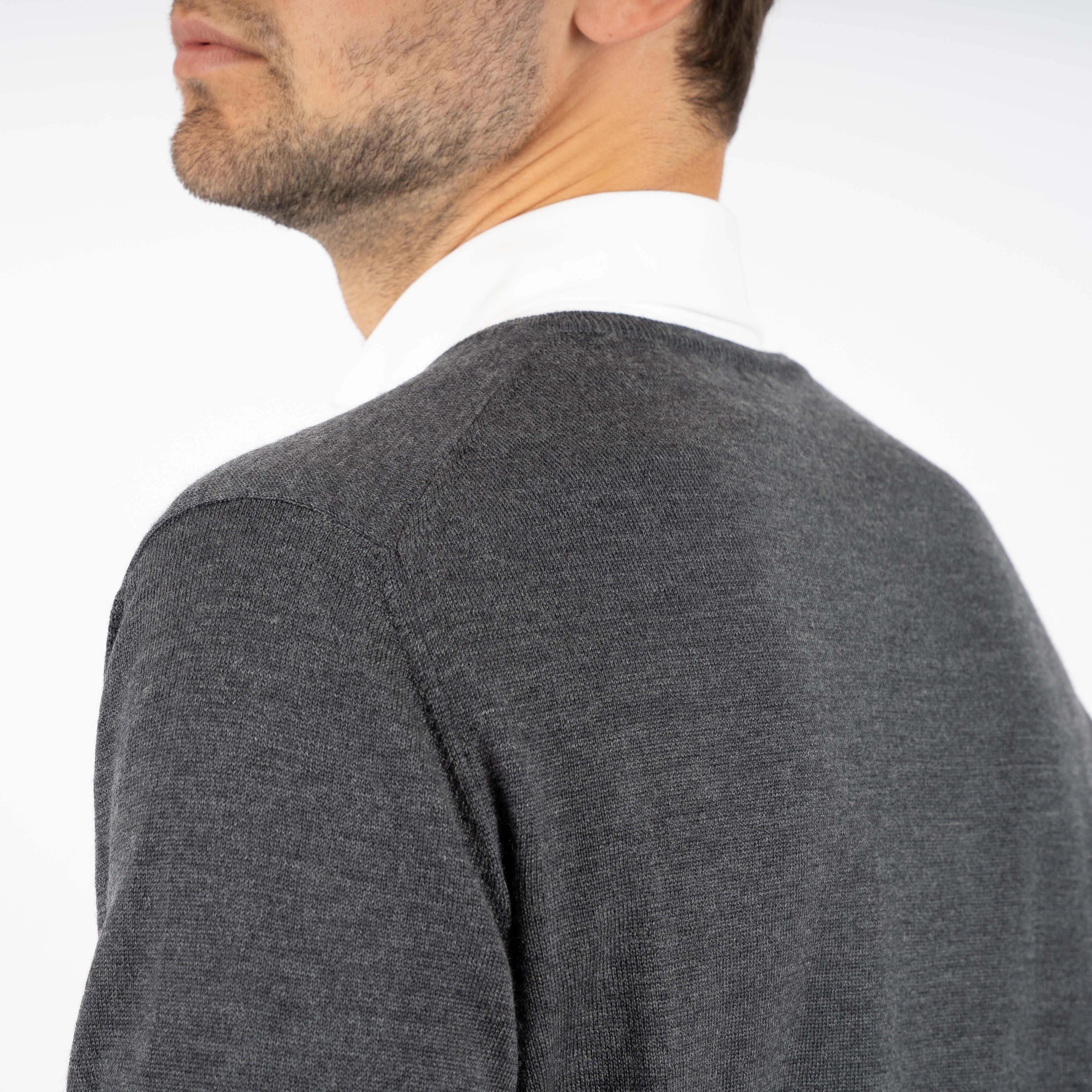 Gran Sasso Gebreide Trui V-Hals Grijs | Merino