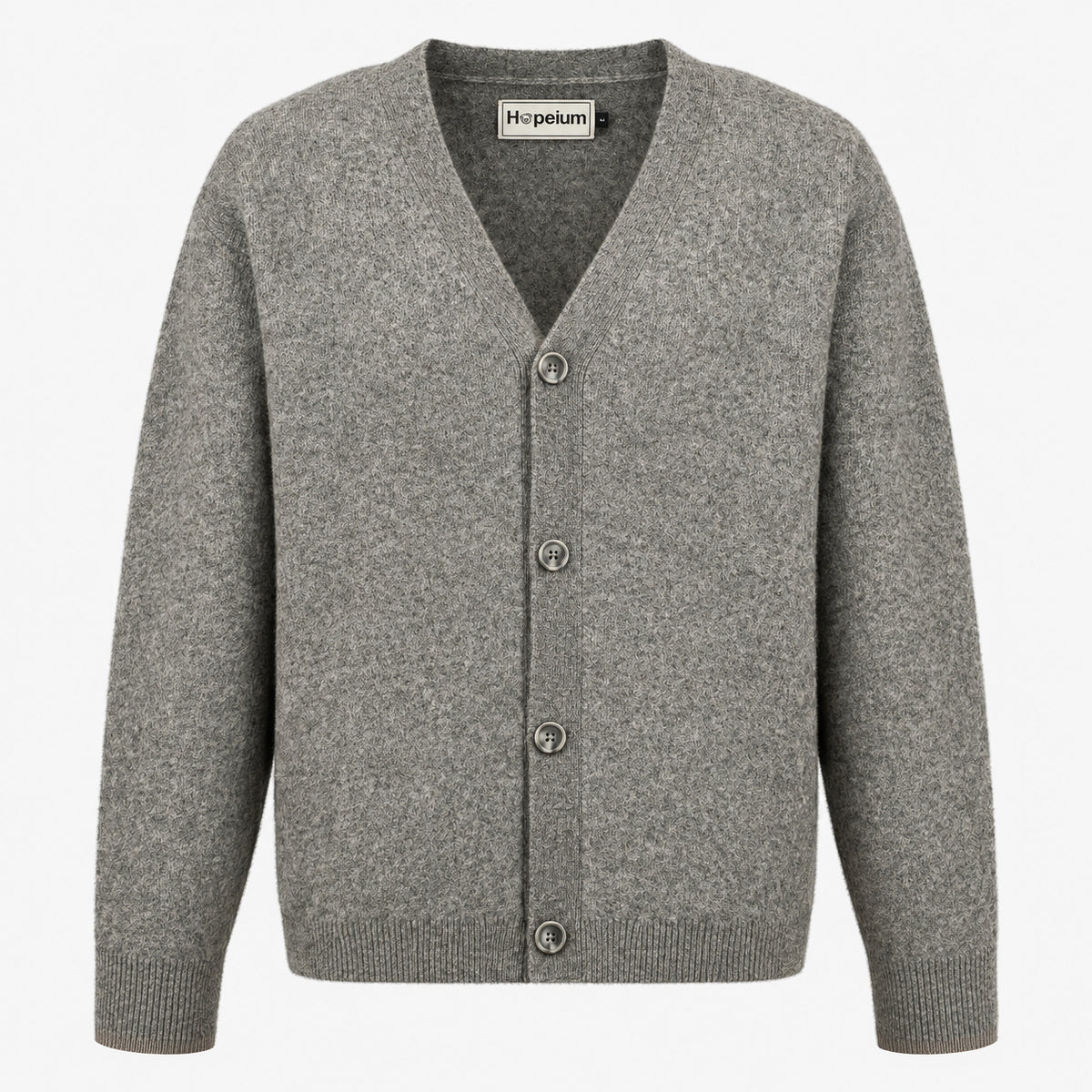 Hopeium Cardigan Grijs | Alpaca Blend Logo