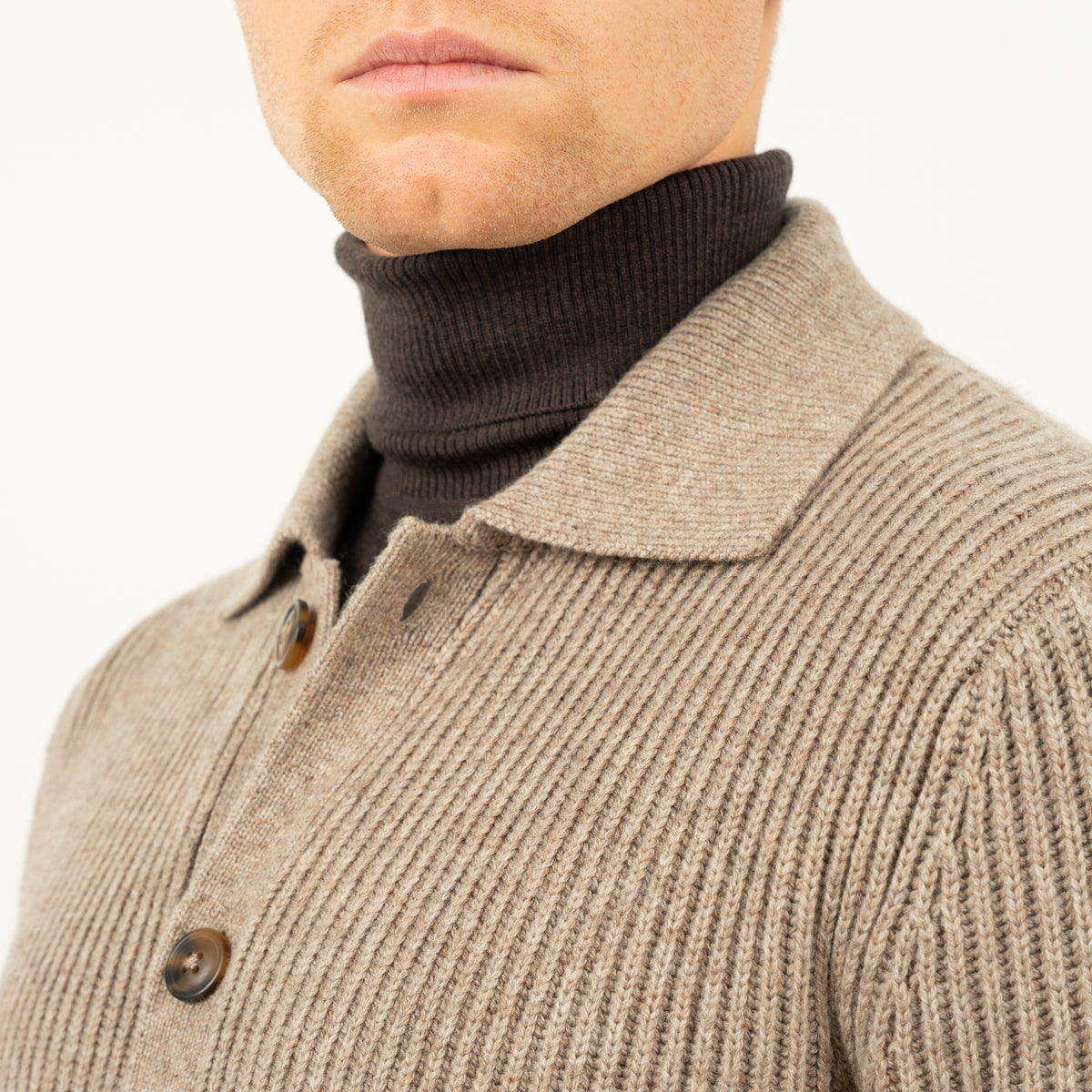 SEVEN DIALS Gebreid Vest met Knopen Taupe | Boston