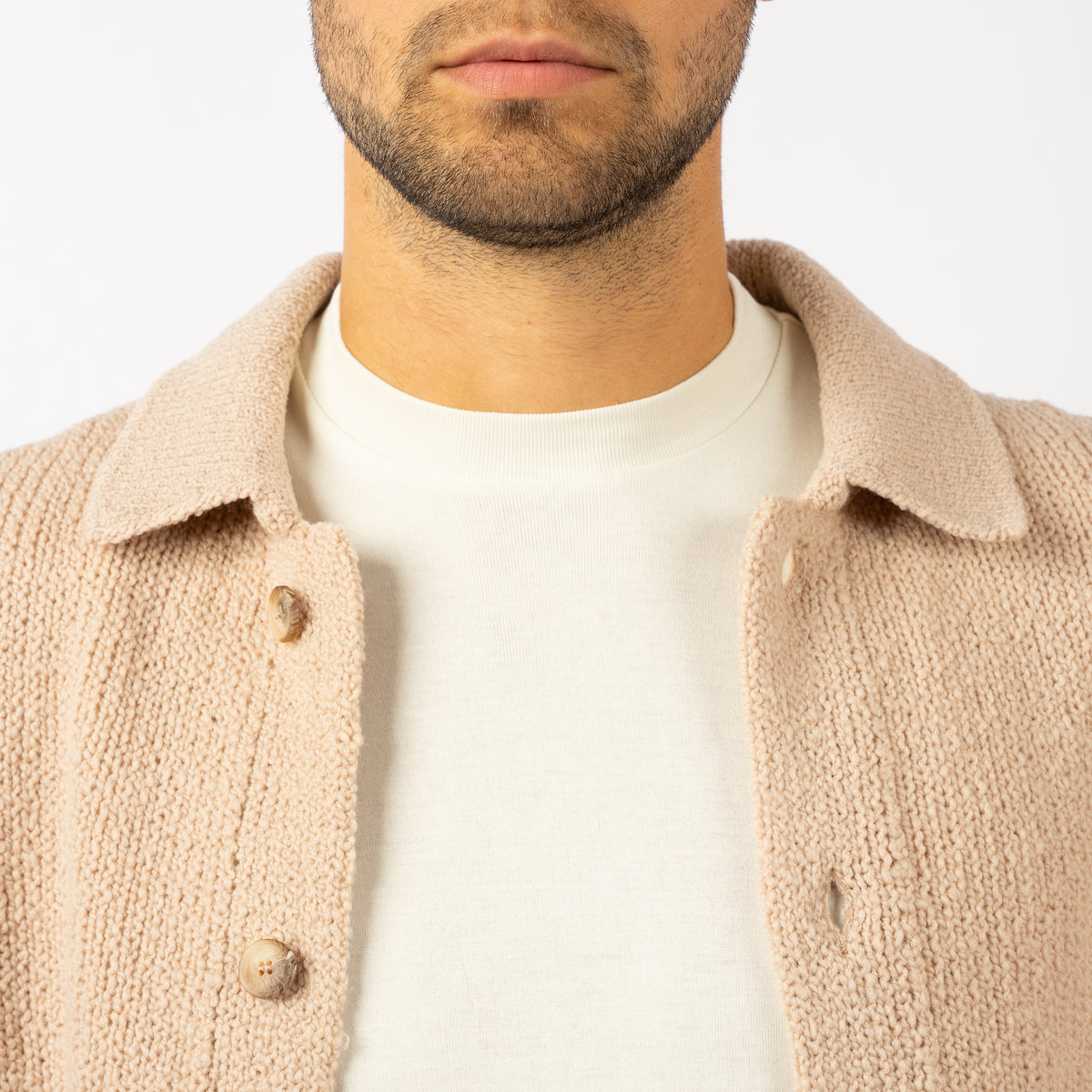 Gran Sasso Gebreid Knoopvest Beige