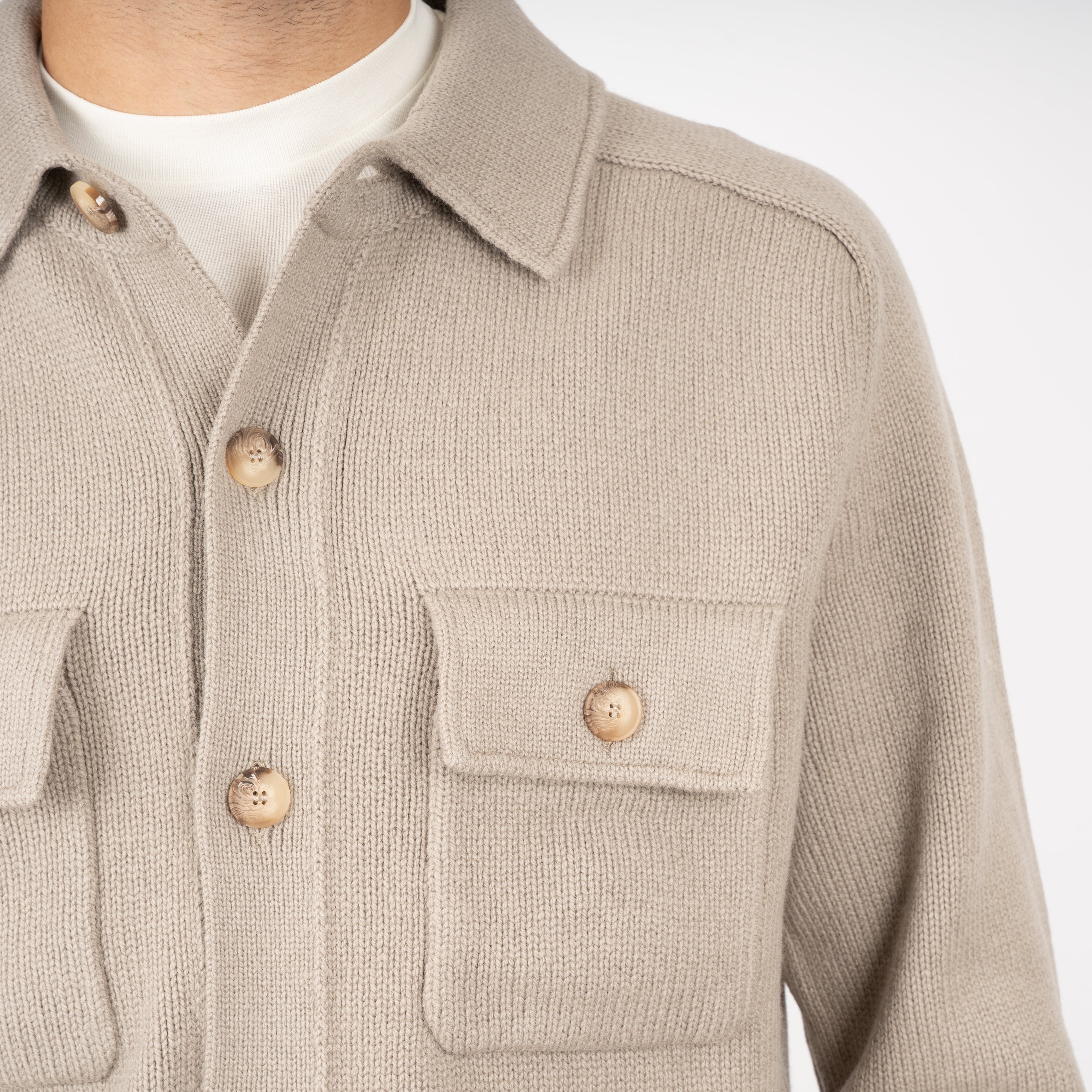 Gran Sasso Gebreid Overshirt Beige | Super Geelong