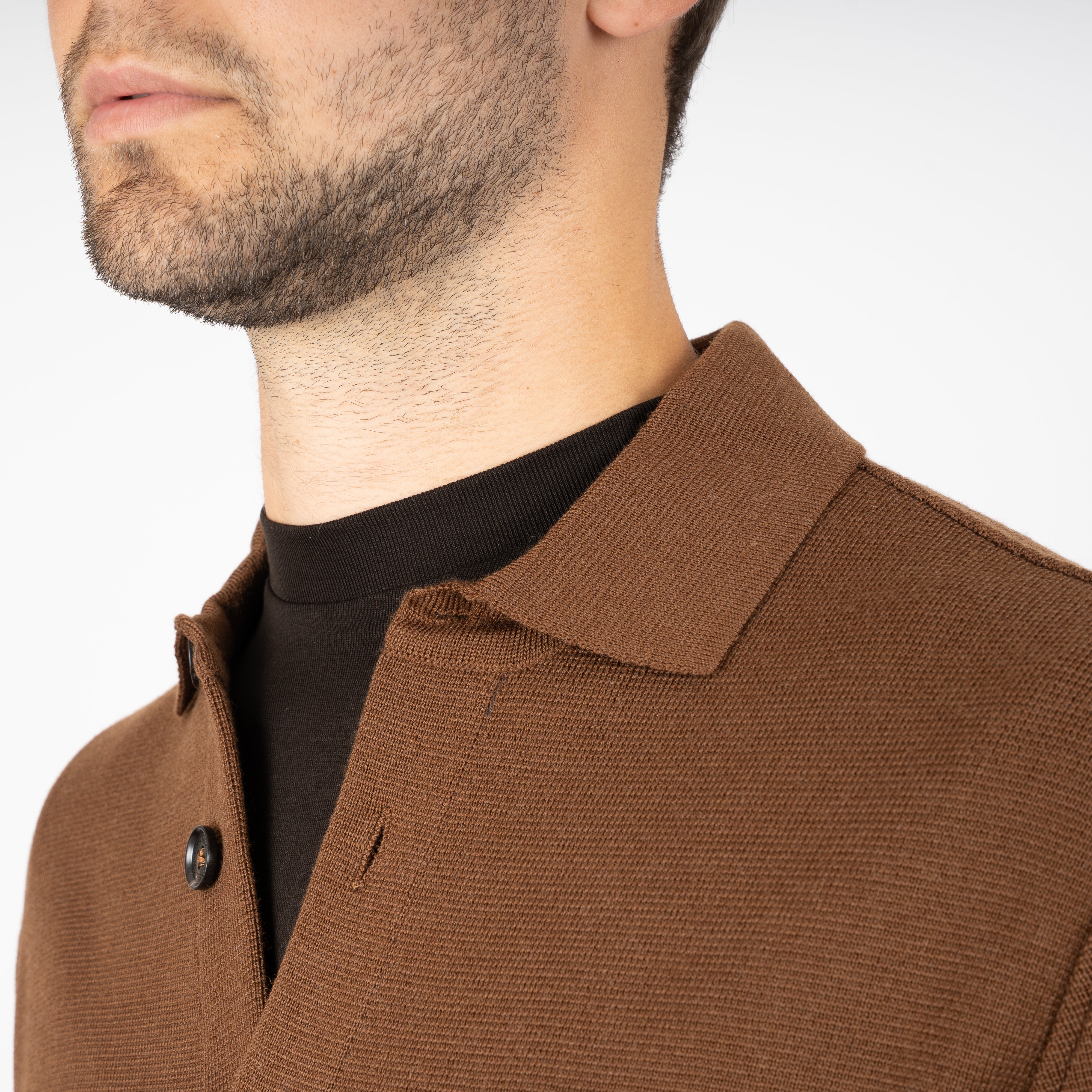 Maurizio Baldassari Gebreid Overshirt Camel | Milano Stitch