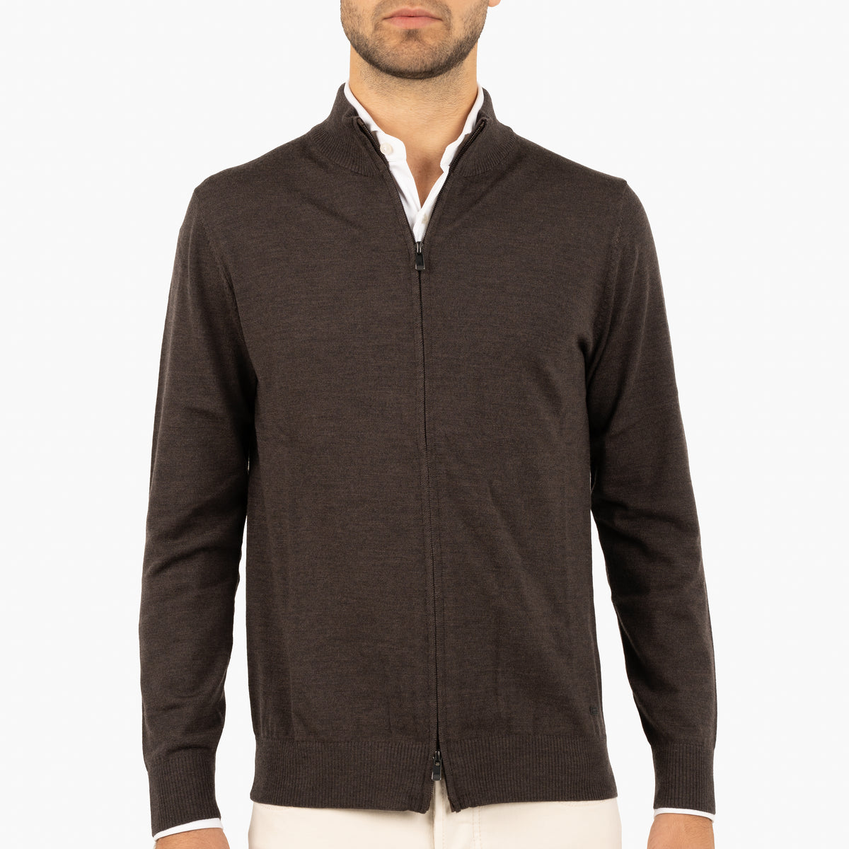 SEVEN DIALS Gebreid Vest met Rits Bruin | Paul