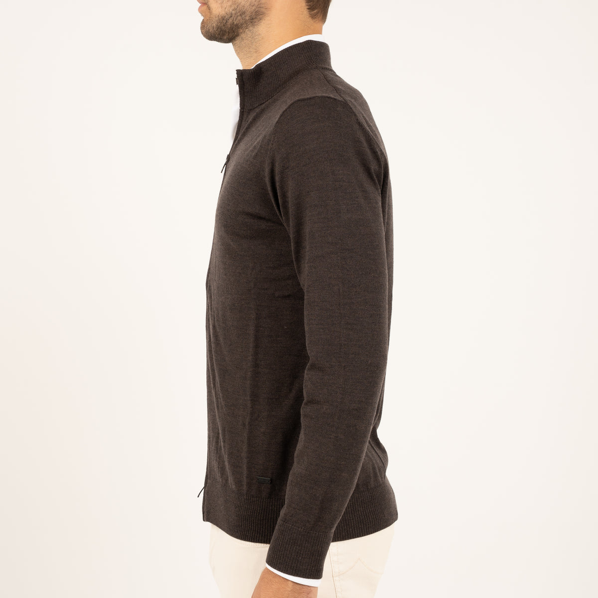 SEVEN DIALS Gebreid Vest met Rits Bruin | Paul
