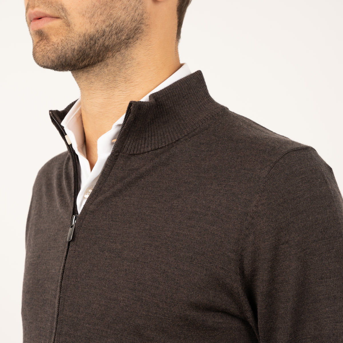 SEVEN DIALS Gebreid Vest met Rits Bruin | Paul