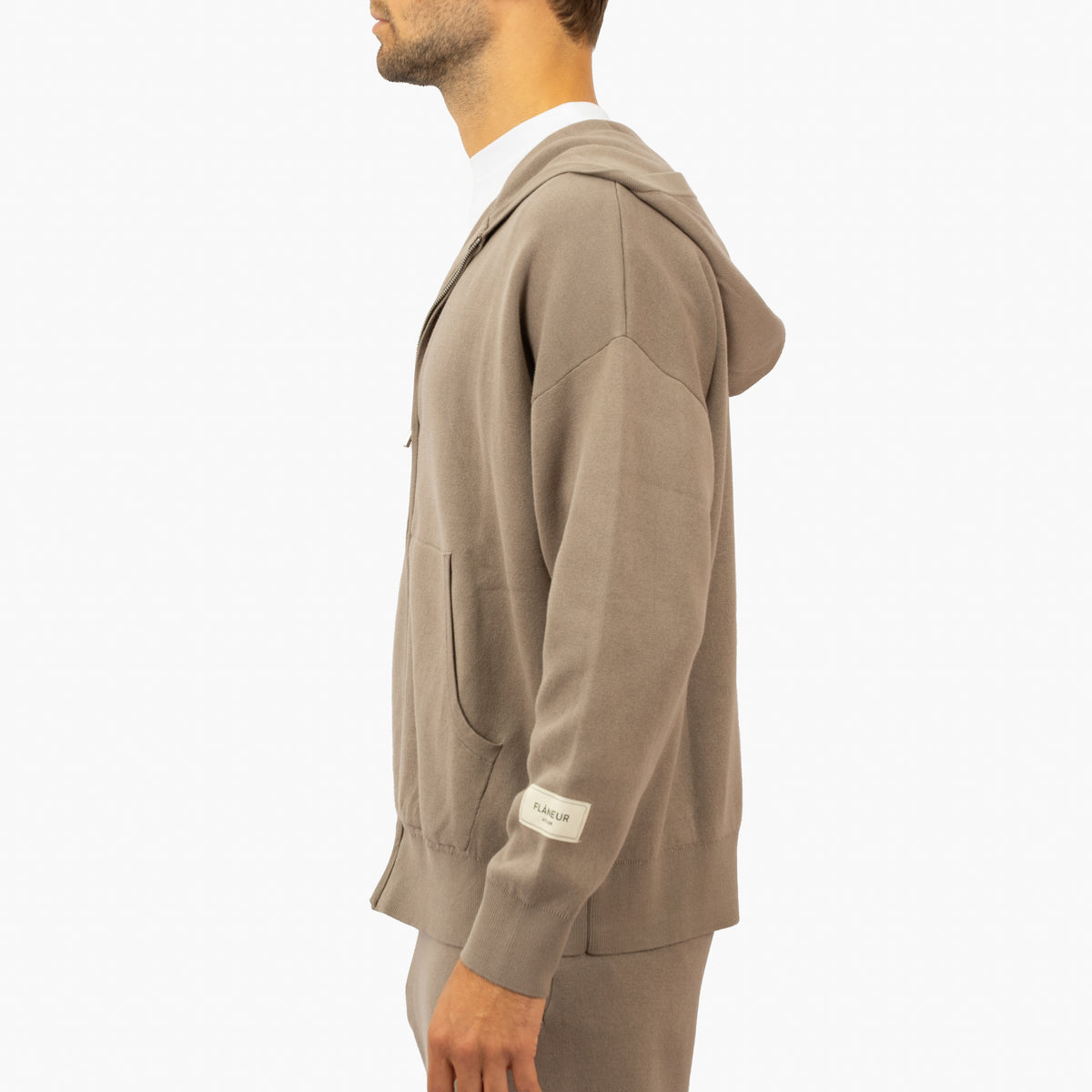 Flaneur Gebreid Vest Taupe | Atelier Knit Zip-Up