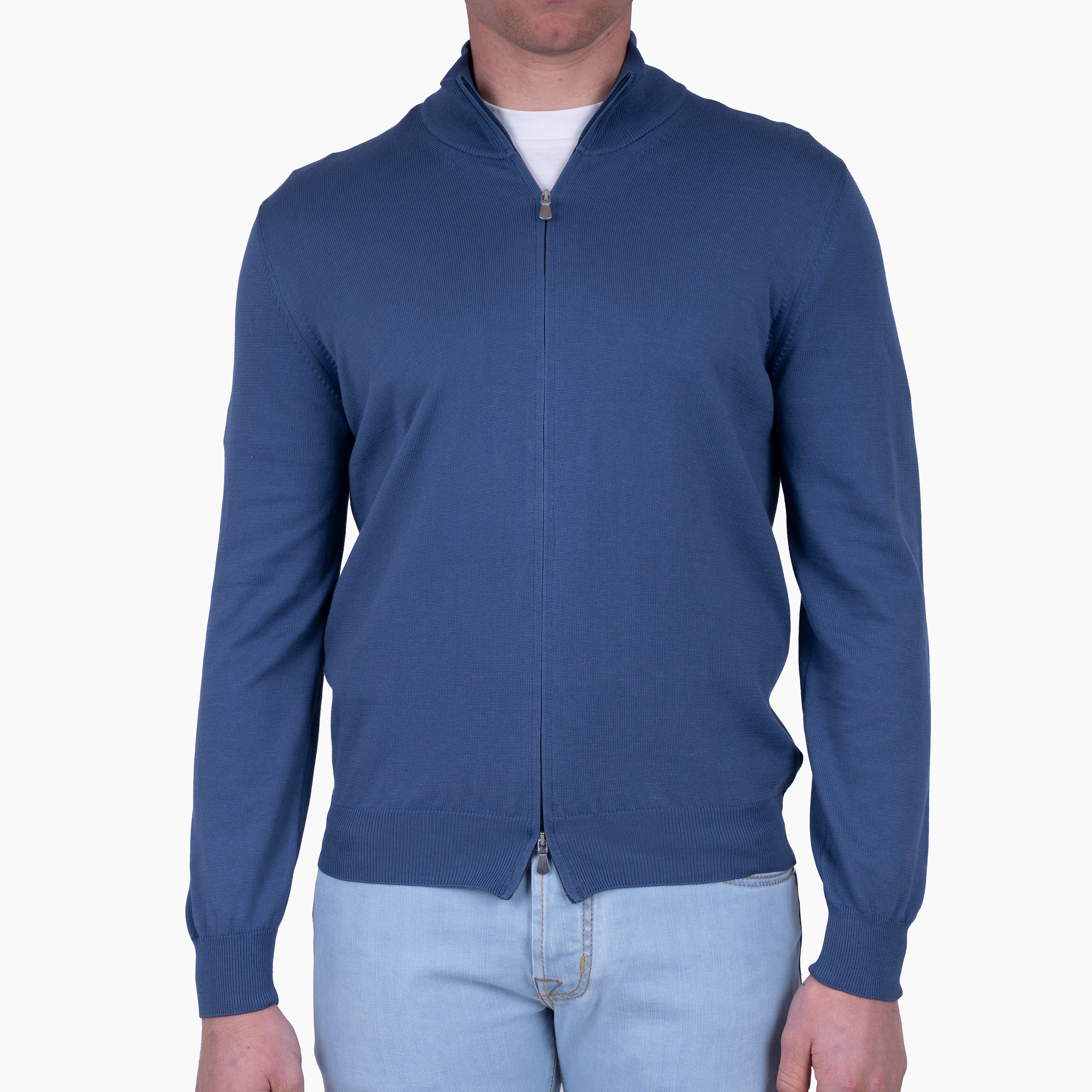 Gran Sasso Gebreid Vest Blauw | Pure Cotton
