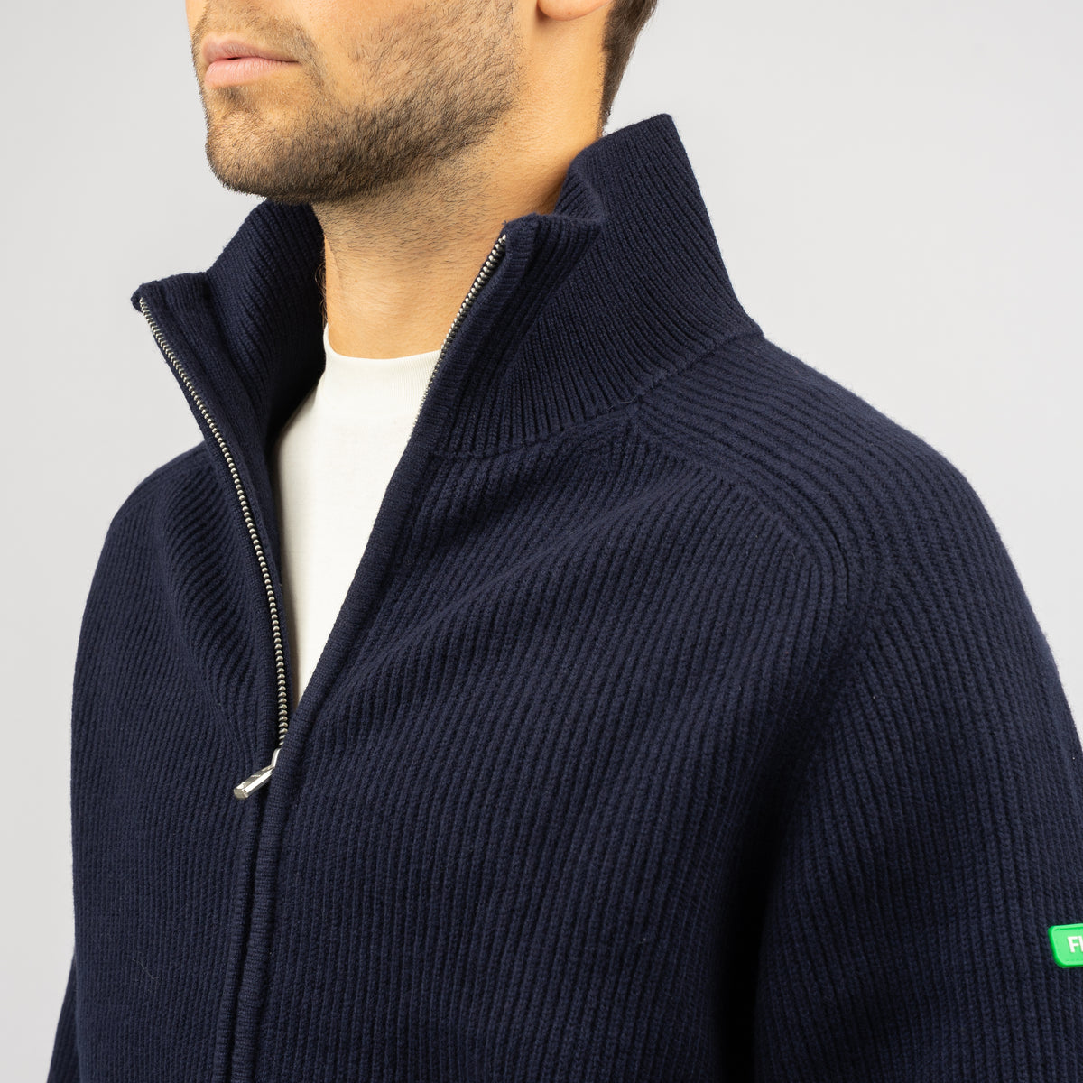 Flaneur Gebreid Vest Blauw | Badge Knit