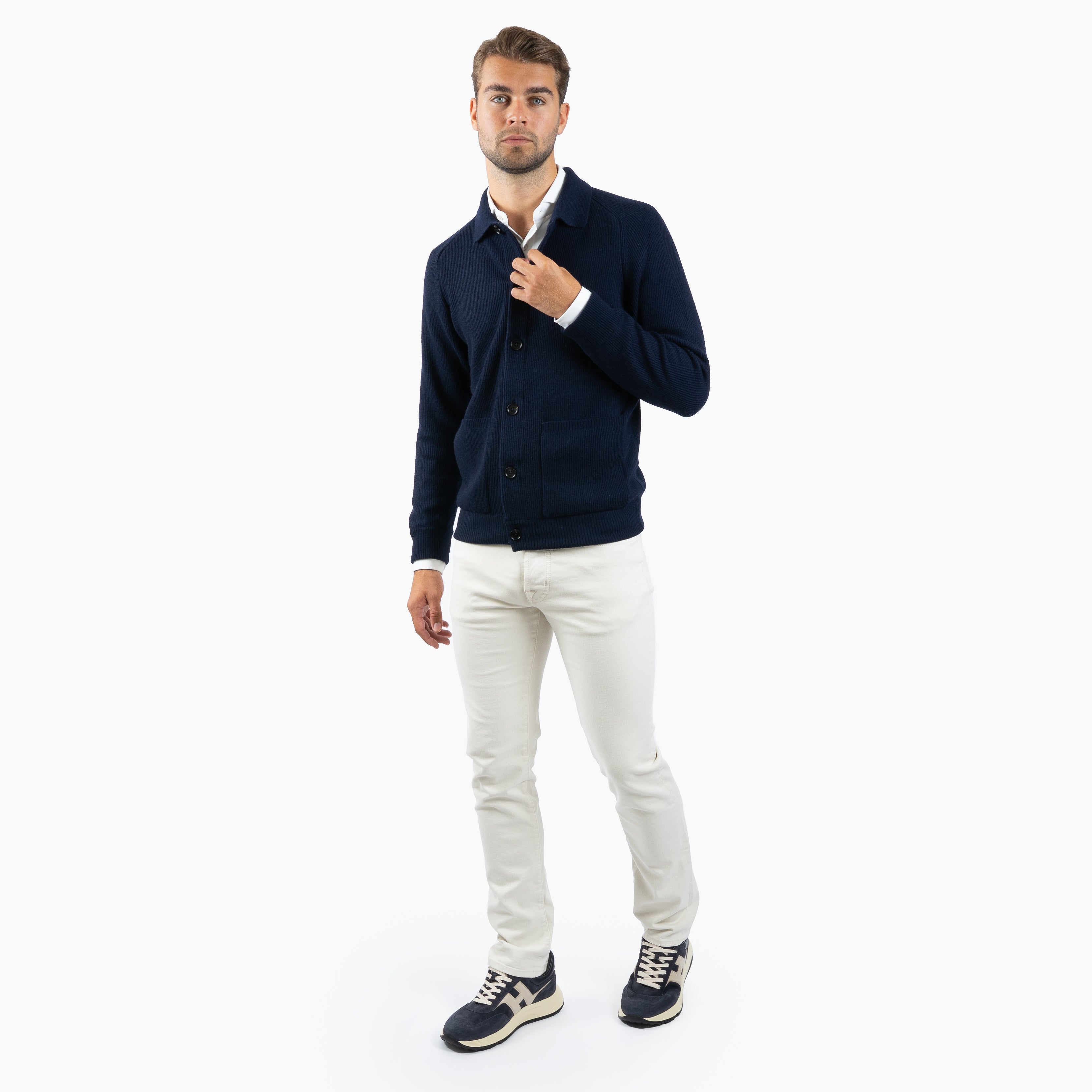 Maurizio Baldassari Overshirt Blauw | Chevron Details Blouson