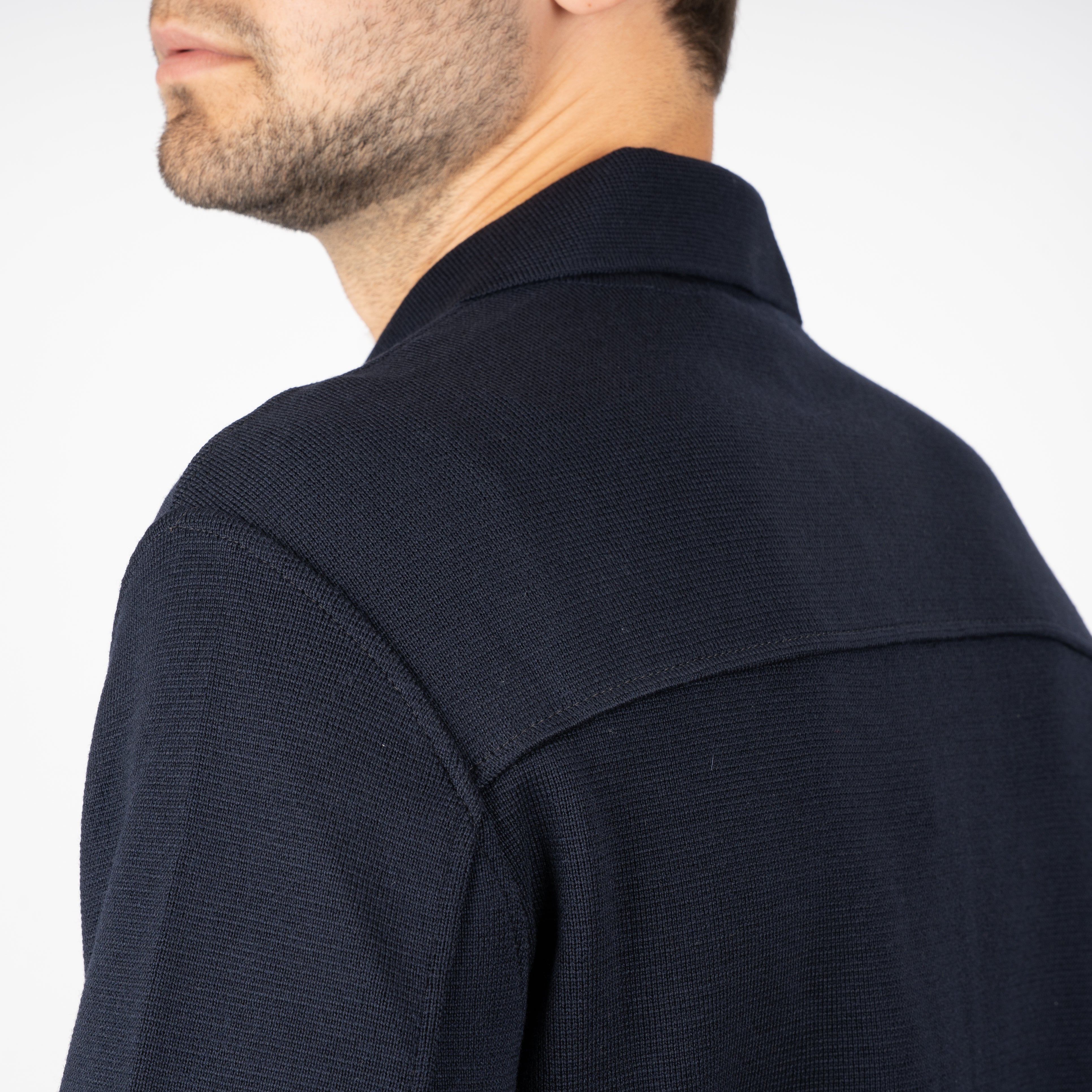 Maurizio Baldassari Gebreid Overshirt Blauw | Milano Stitch