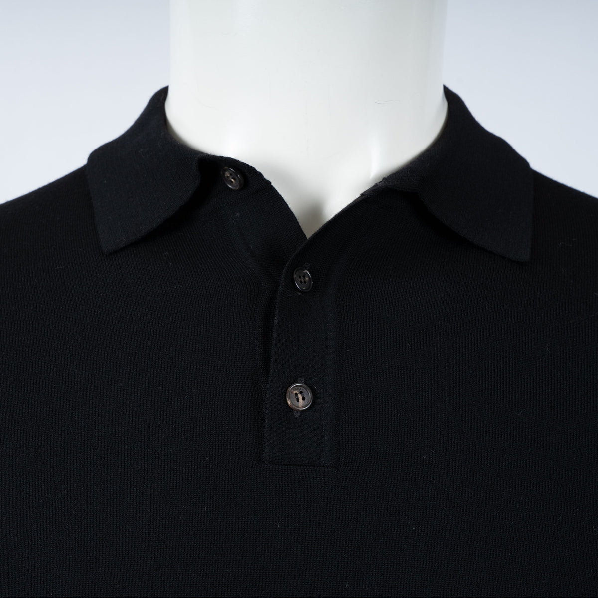 Slowear Gebreide Polo Lange Mouw Zwart | Flexwool