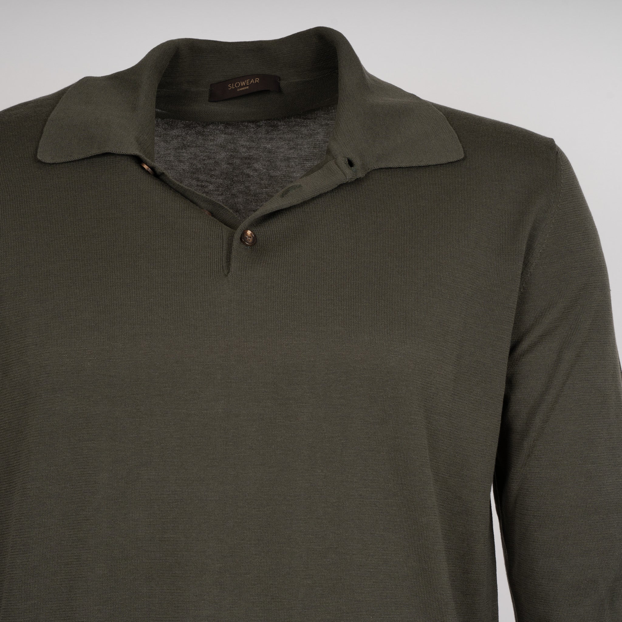 Zanone Polo Lange Mouw Groen | Cotton & Silk