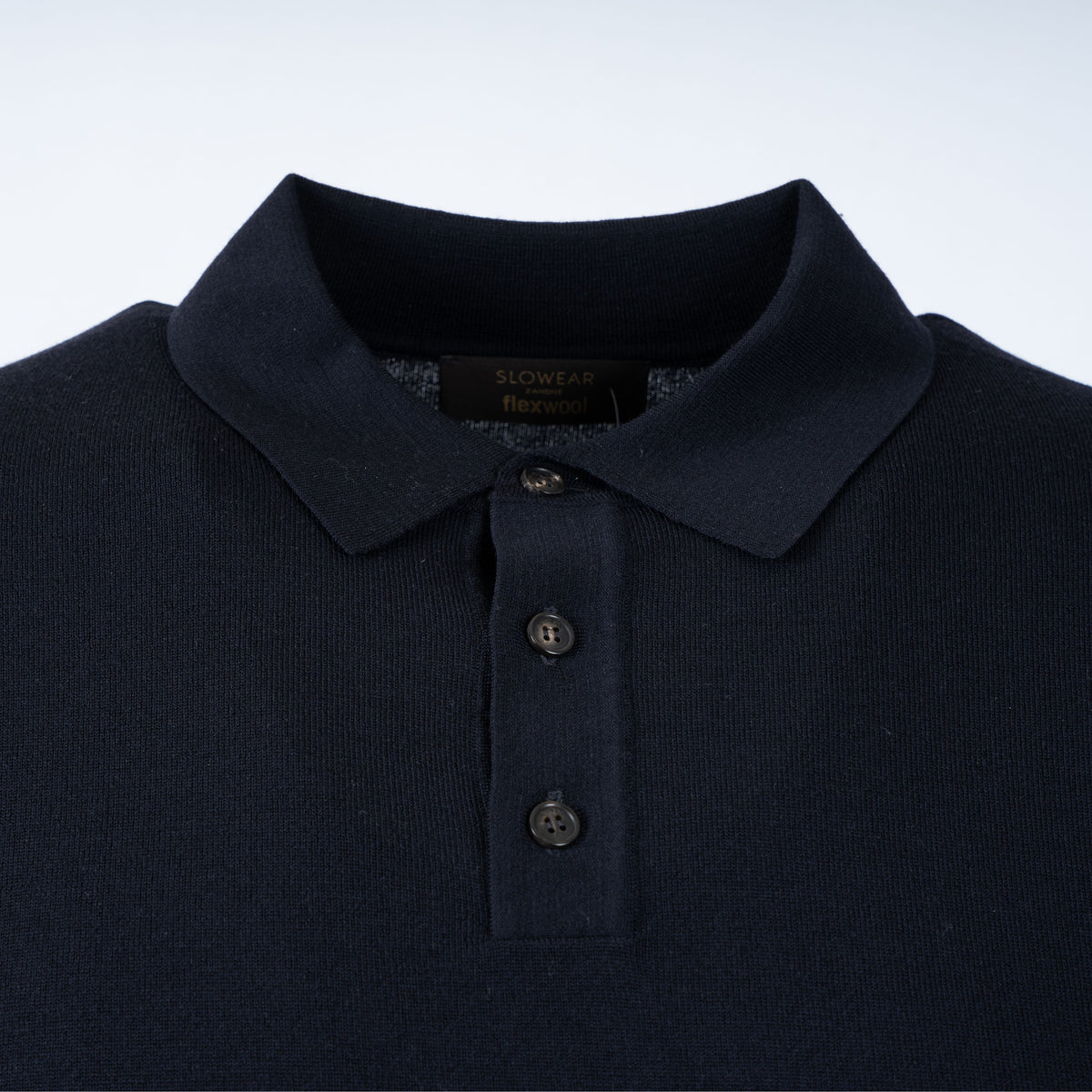 Slowear Gebreide Polo Lange Mouw Blauw | Flexwool