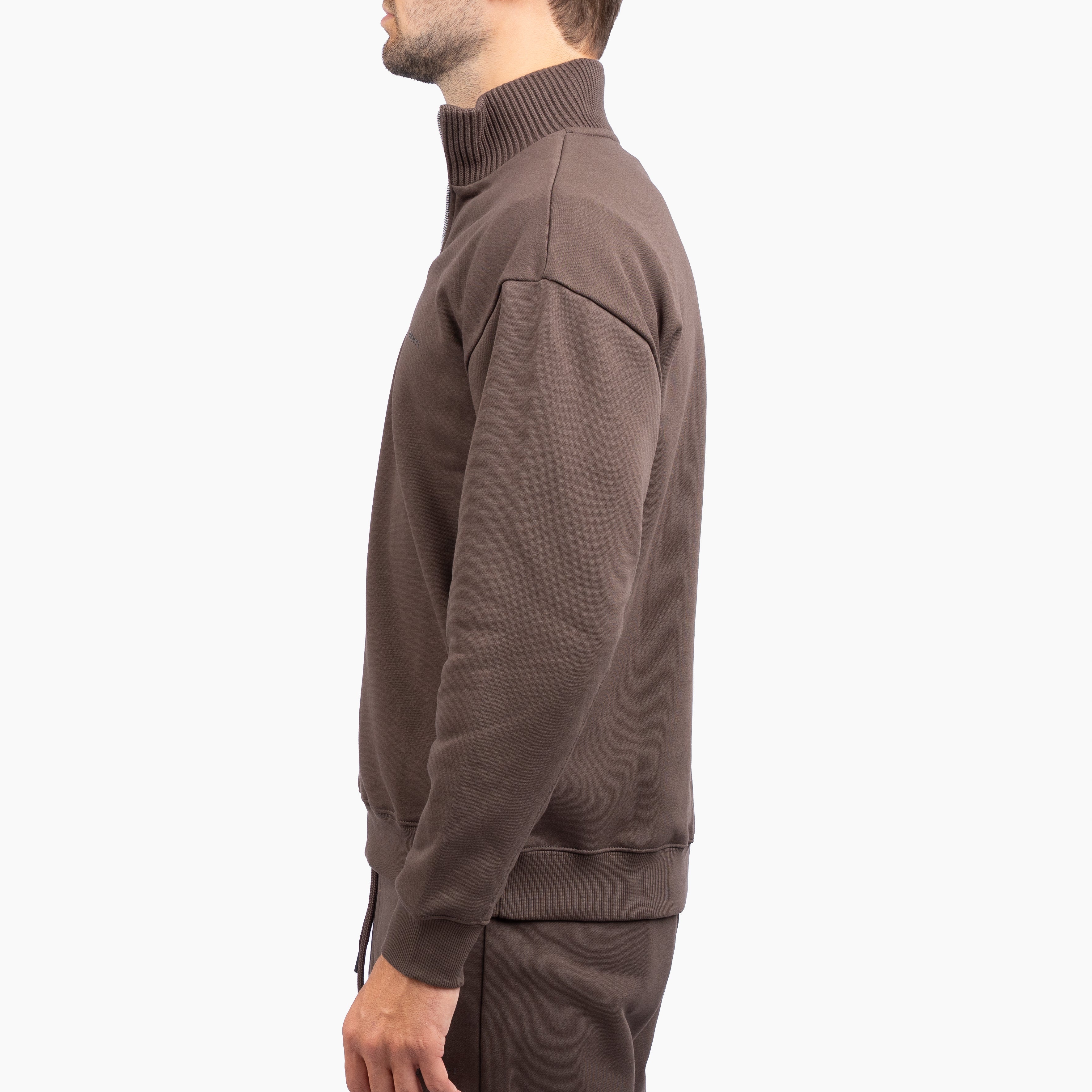 Genti Sweater met Rits Bruin | Cotton