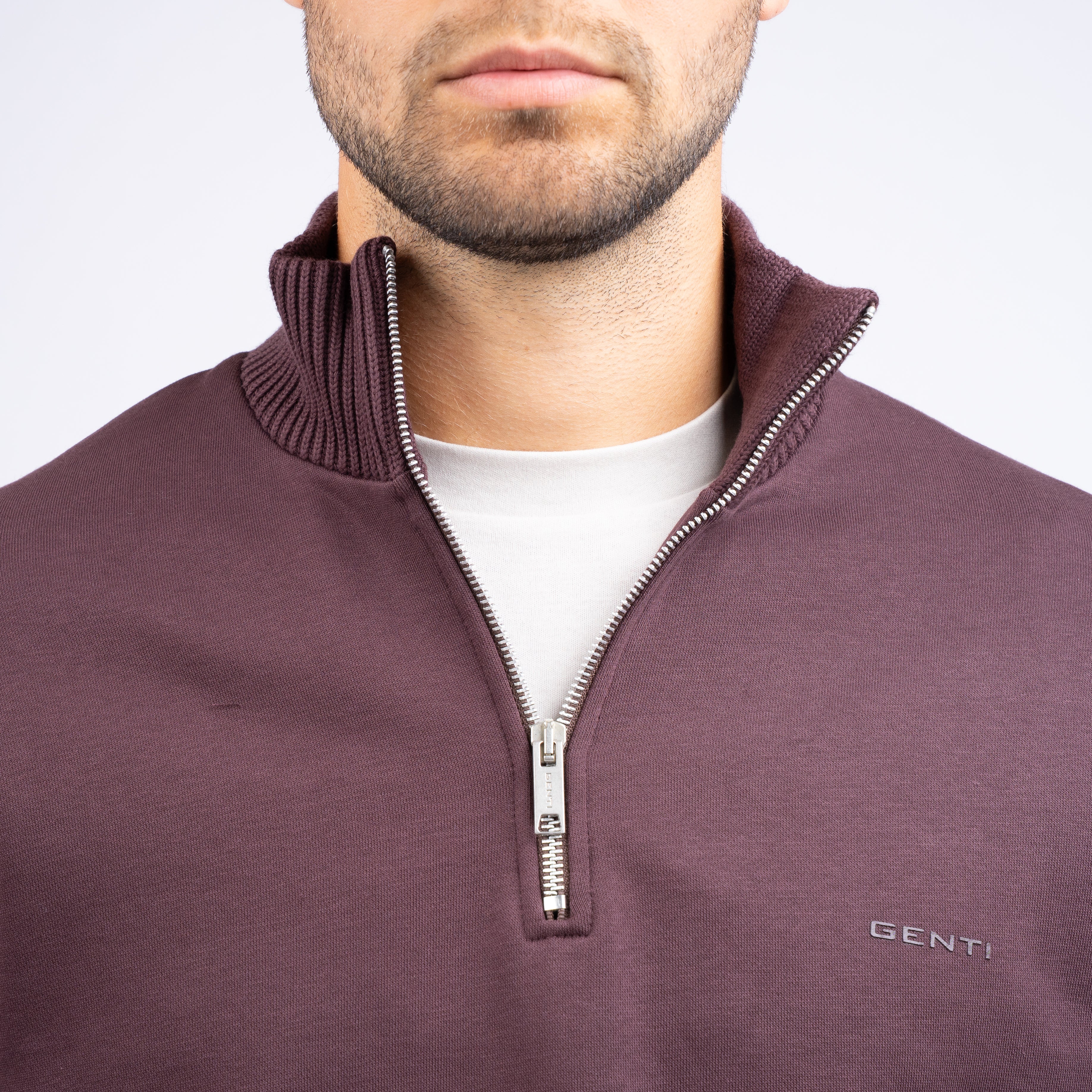 Genti Sweater met Rits Rood | Cotton
