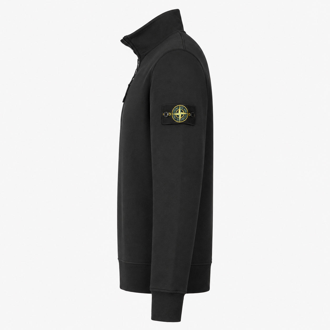 Stone Island Sweater met Rits Zwart | Organic Cotton Fleece