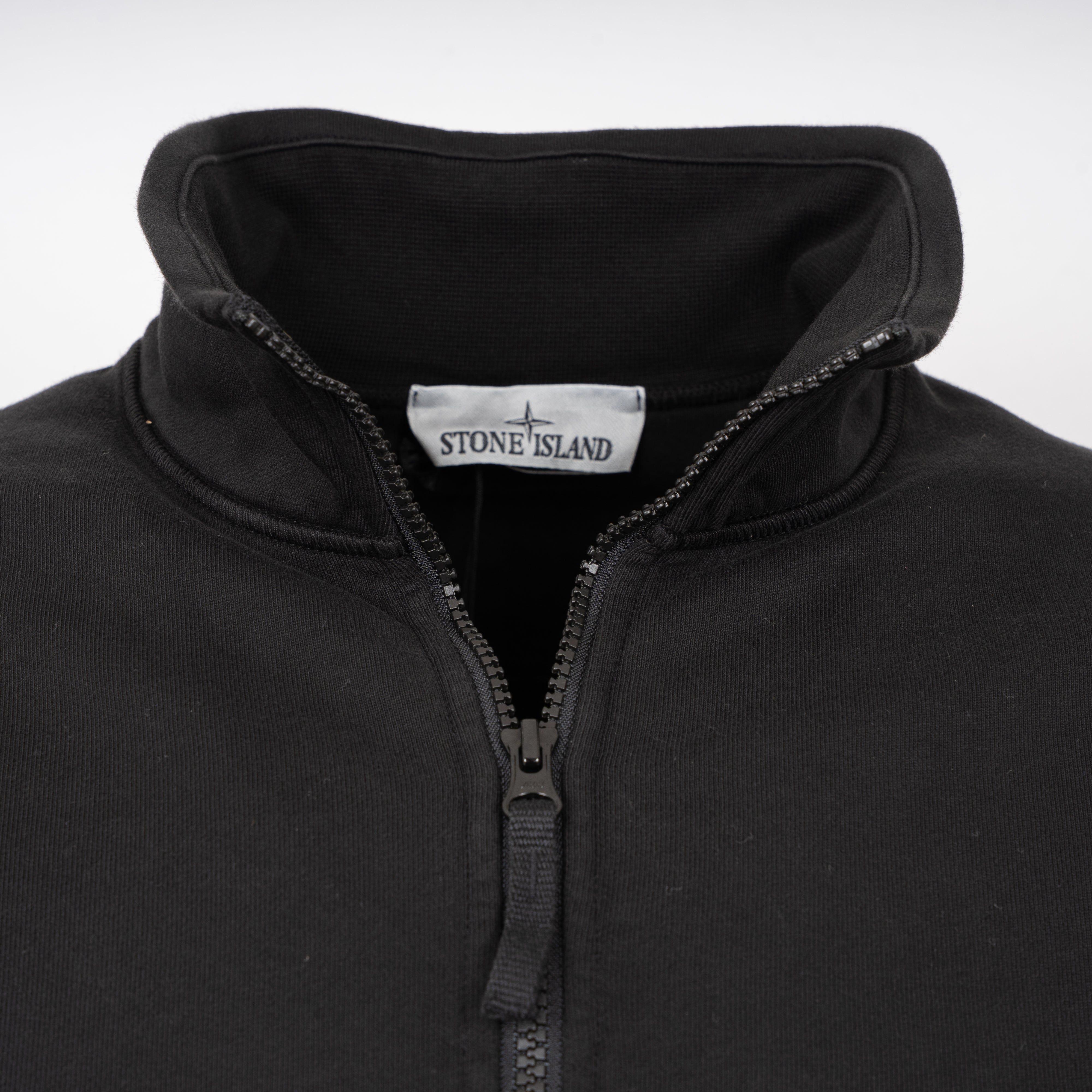 Stone Island Sweater met Rits Zwart | Organic Cotton Fleece