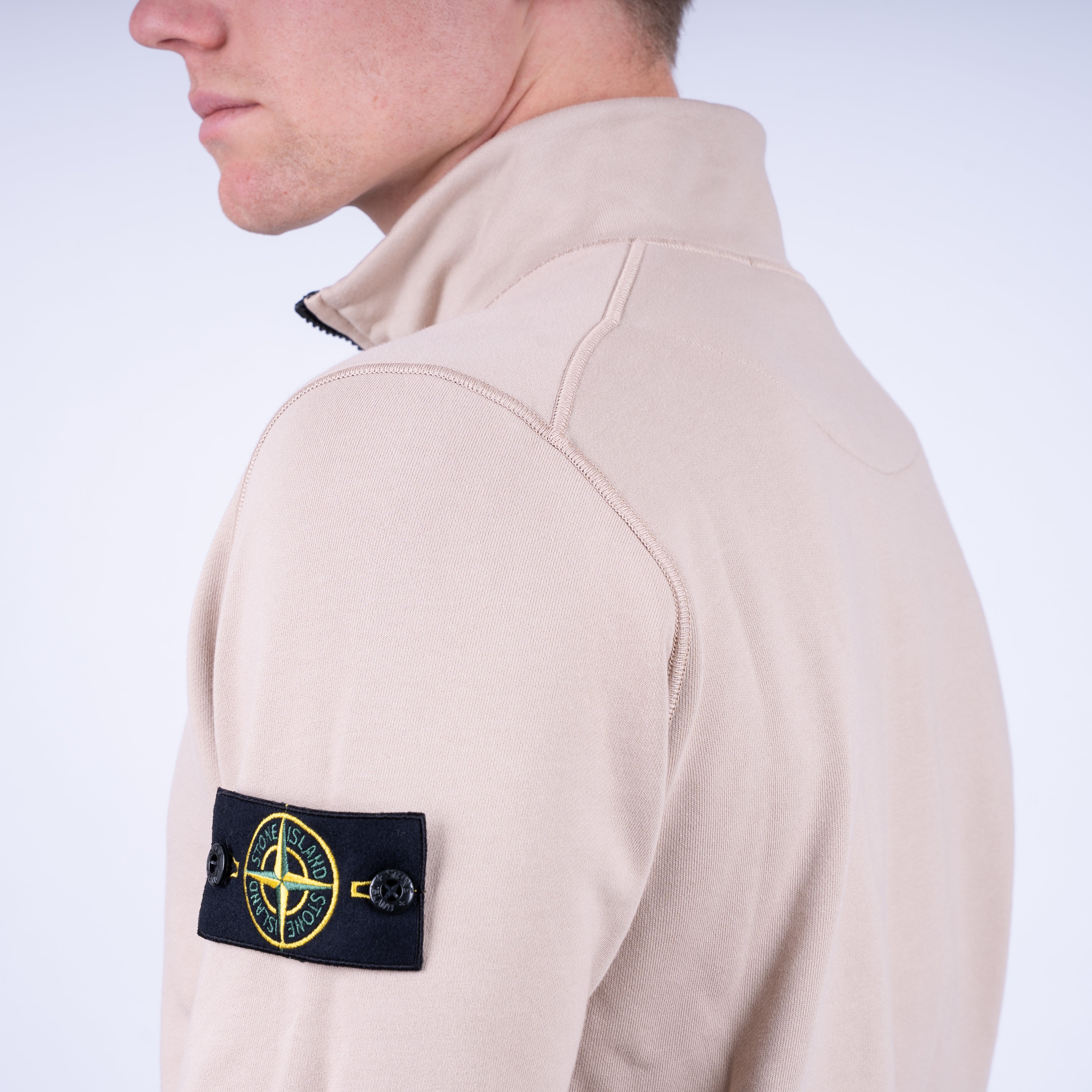 Stone Island Sweater met Rits Zand | Cotton Fleece