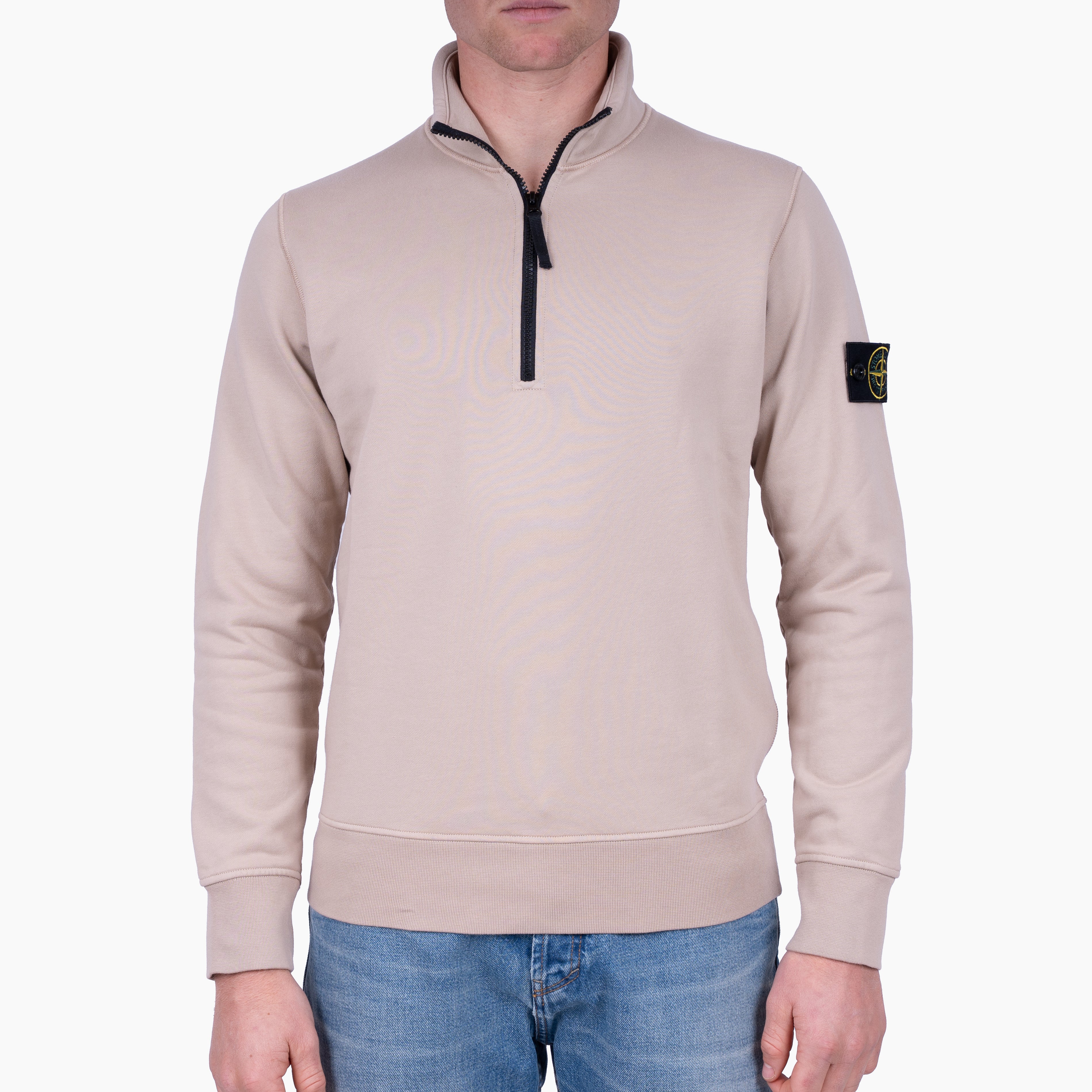 Stone Island Sweater met Rits Zand | Cotton Fleece