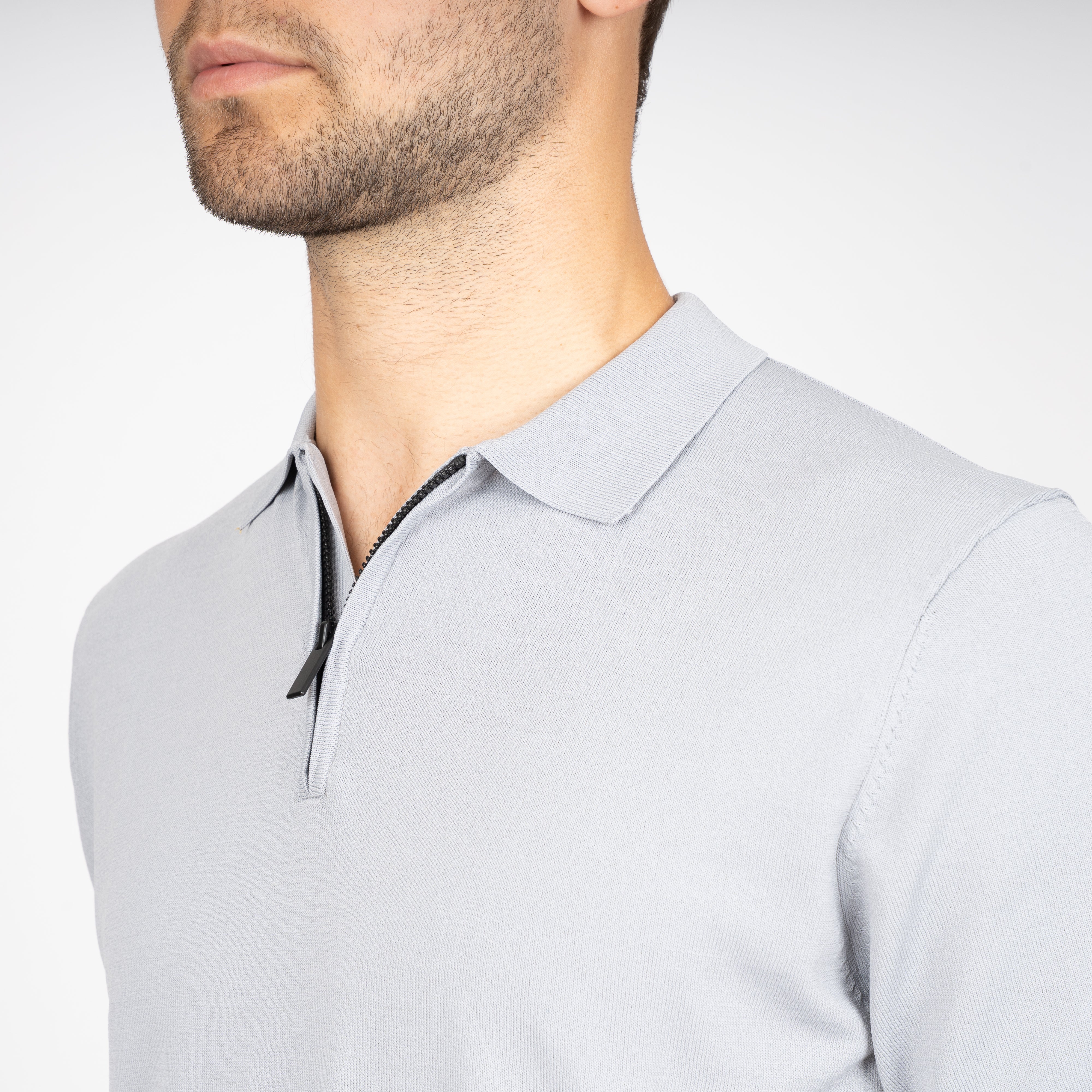 SEVEN DIALS Technische Polo met Rits Grijs | Osric