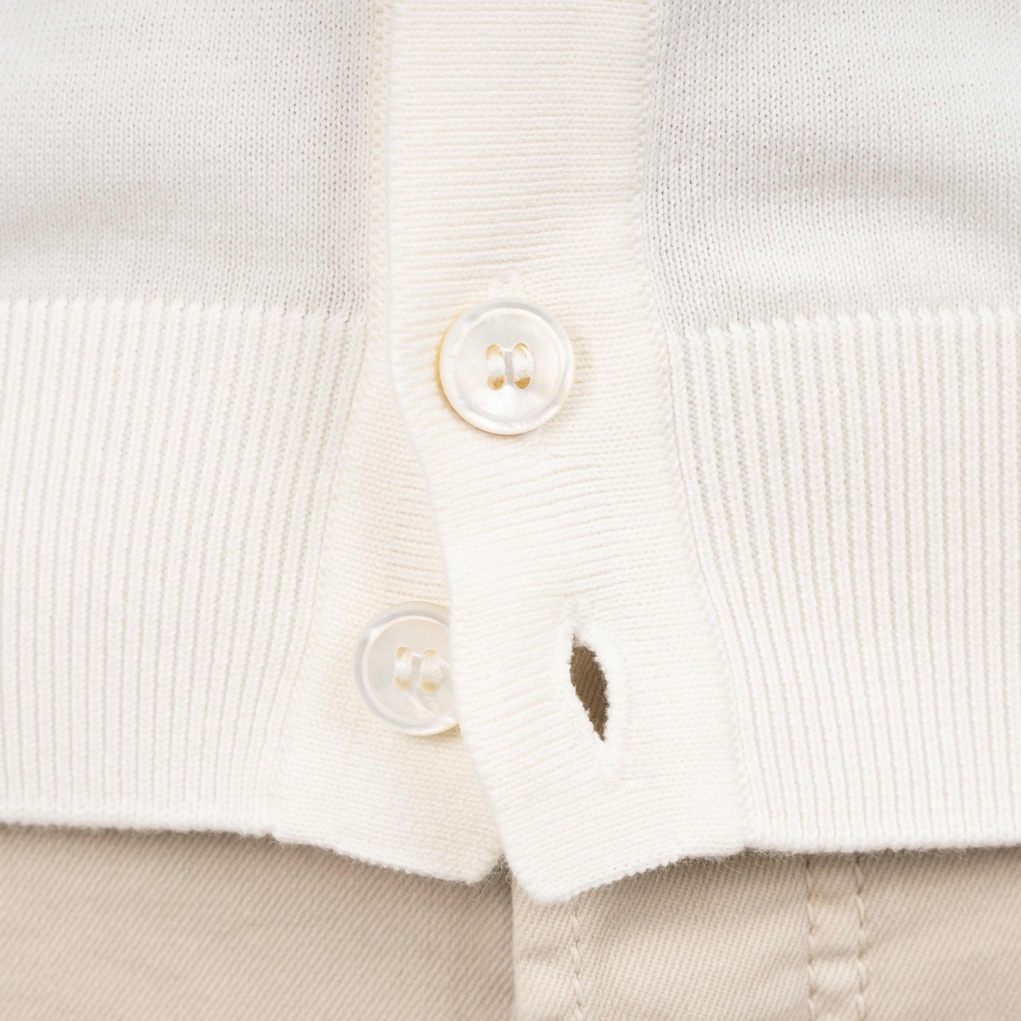 Gran Sasso Doorknoop Polo Off-White | Organic Cotton