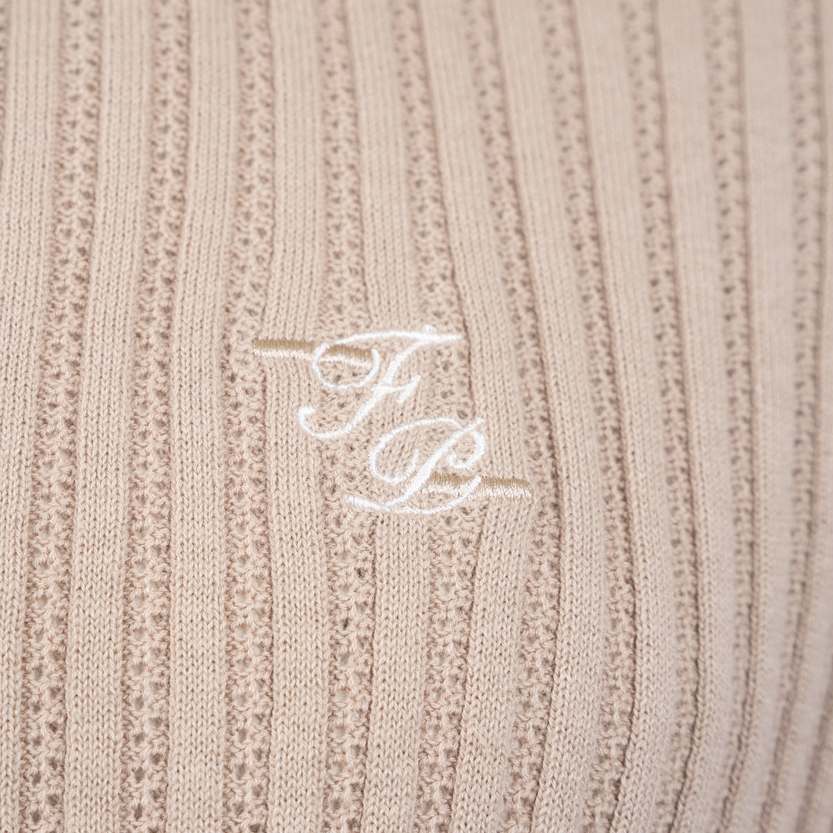 Filling Pieces Gebreide Polo Beige | Knit Polo Boucle